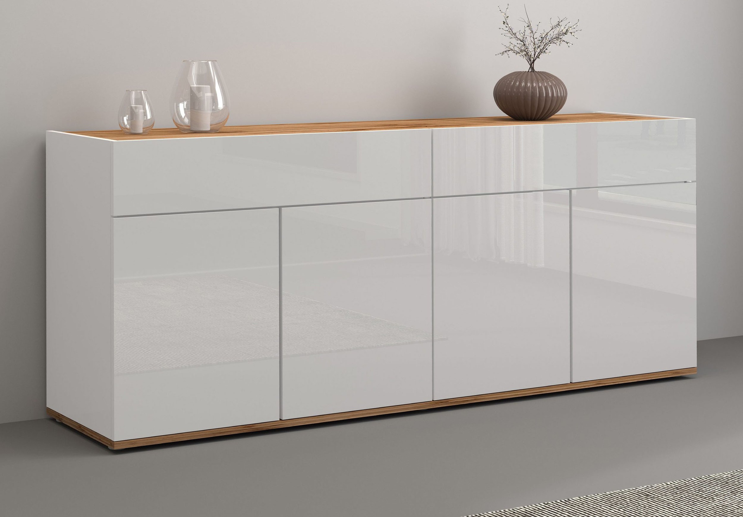 Image of GOODproduct Sideboard "Garda Kommode, Schrank, 4 Türen mit Push-to-Open, Made in Italy" Hochglanzlackierte Fronten,2 Schubladen, grifflos Breite 160,1 cm