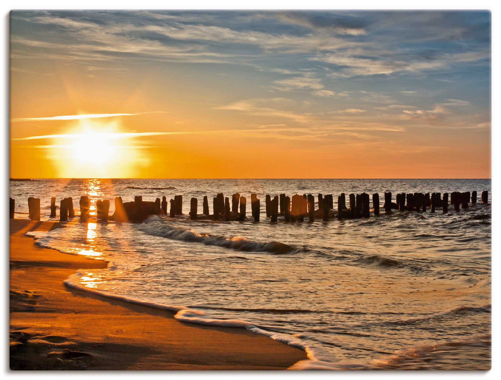 Image of Artland Leinwandbild "Schöner Sonnenuntergang am Strand" Strand 1 Stk. tlg. auf Holzrahmen gespannt