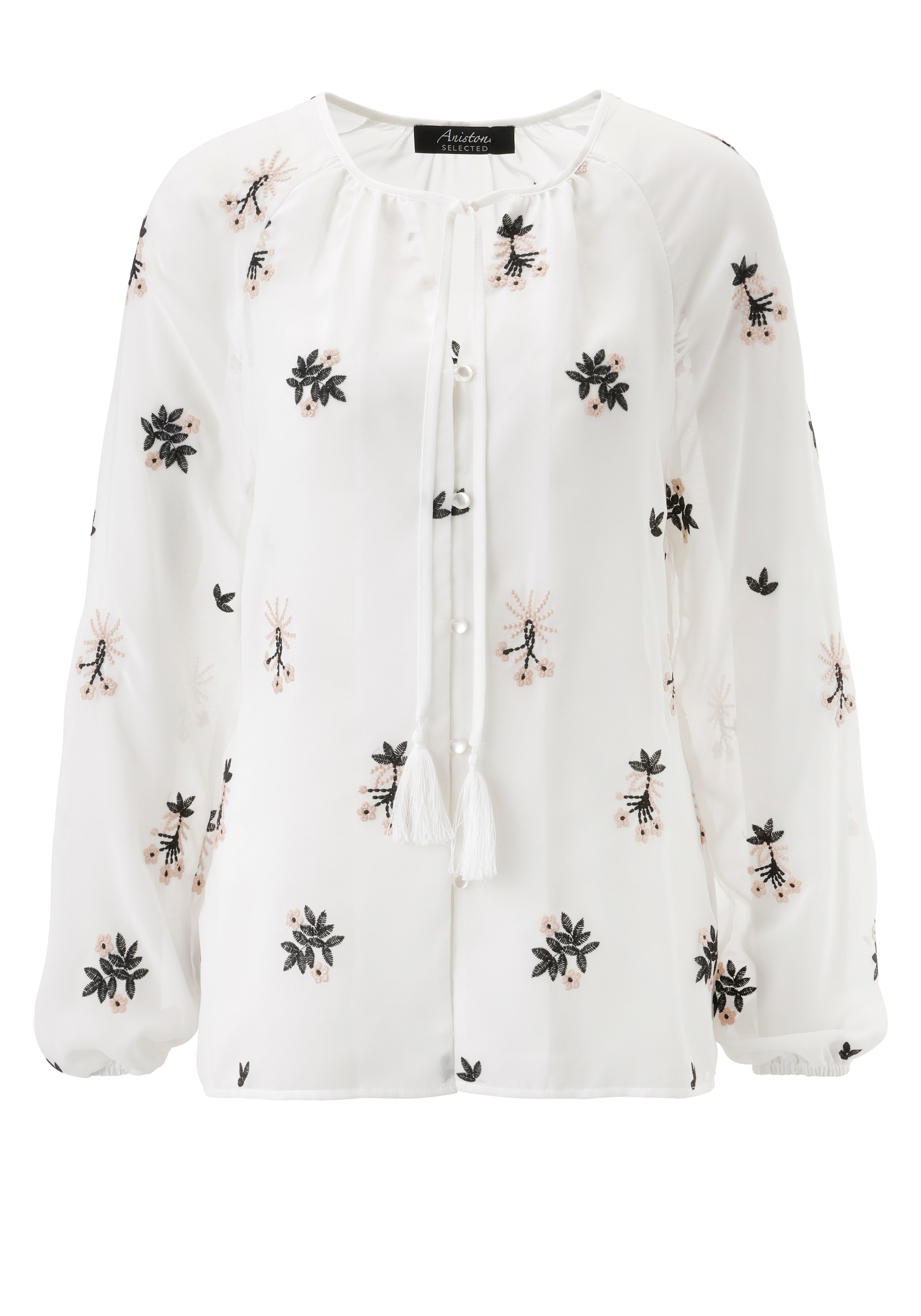 Aniston SELECTED Chiffonbluse mit modischer Blumenstickerei - NEUE KOLLEKTION