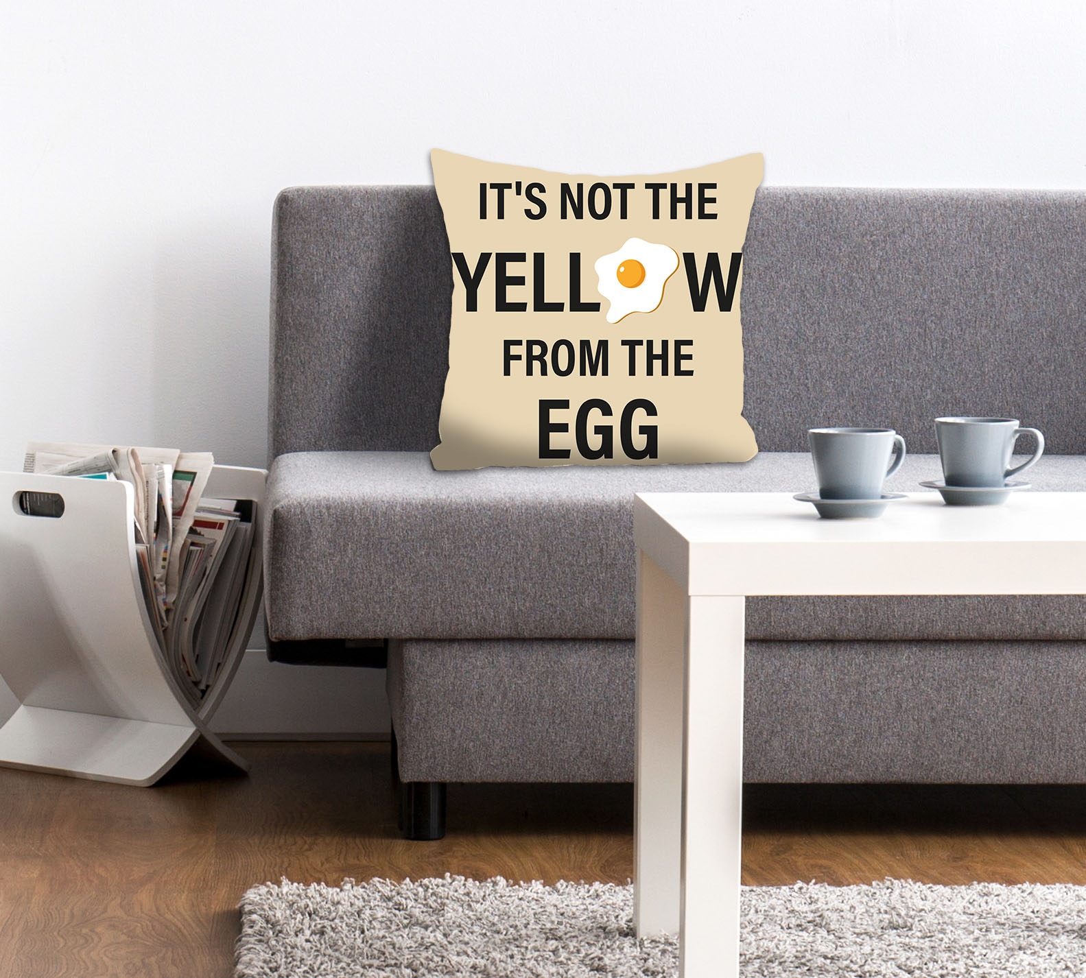 Image of queence Dekokissen "ITS NOT THE YELLOW FROM THE EGG" Kissenhülle,Its not the yellow from the egg,Spruch,Witzig,Englisch