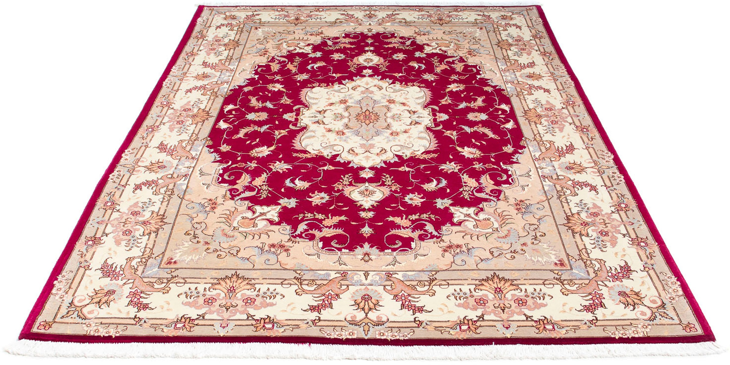 Image of morgenland Orientteppich »Perser - Täbriz - Royal - 235 x 164 cm - rot«, rechteckig, 7 mm Höhe, Wohnzimmer, Handgeknüpft, Einzelstück mit Zertifikat bei Ackermann Versand Schweiz