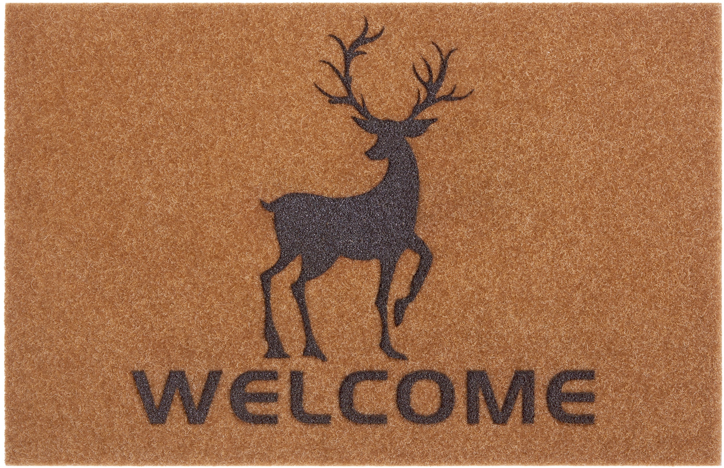 Image of my home Fussmatte »Renntier, Welcome«, rechteckig, 10 mm Höhe, In und Outdoor geeignet, mit Spruch, Tiermotiv, Kokos-Look, Robust, Pflegeleicht, Eingang, Rutschfest bei Ackermann Versand Schweiz