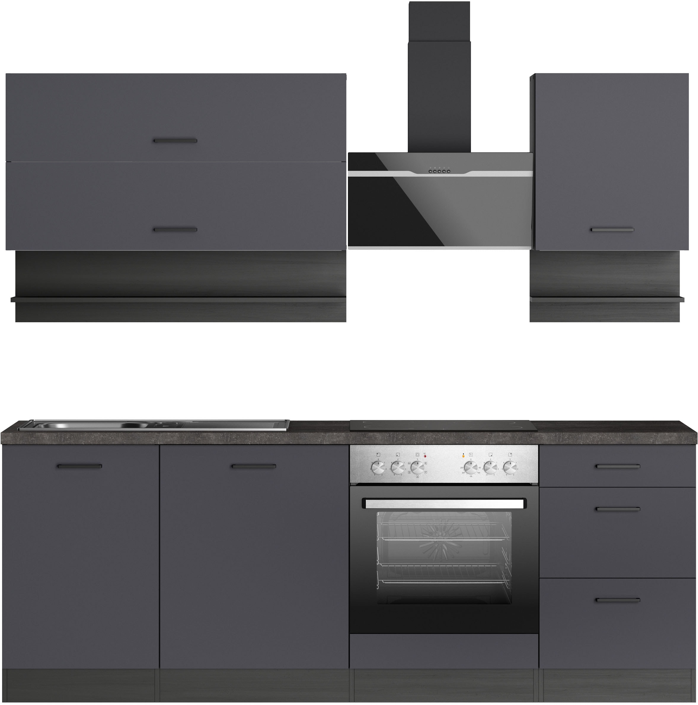 Image of KOCHSTATION Küchenzeile "KS-Frieda Breite 220 cm" wahlweise mit E-Geräten, mit 38mm starker Arbeitsplatte