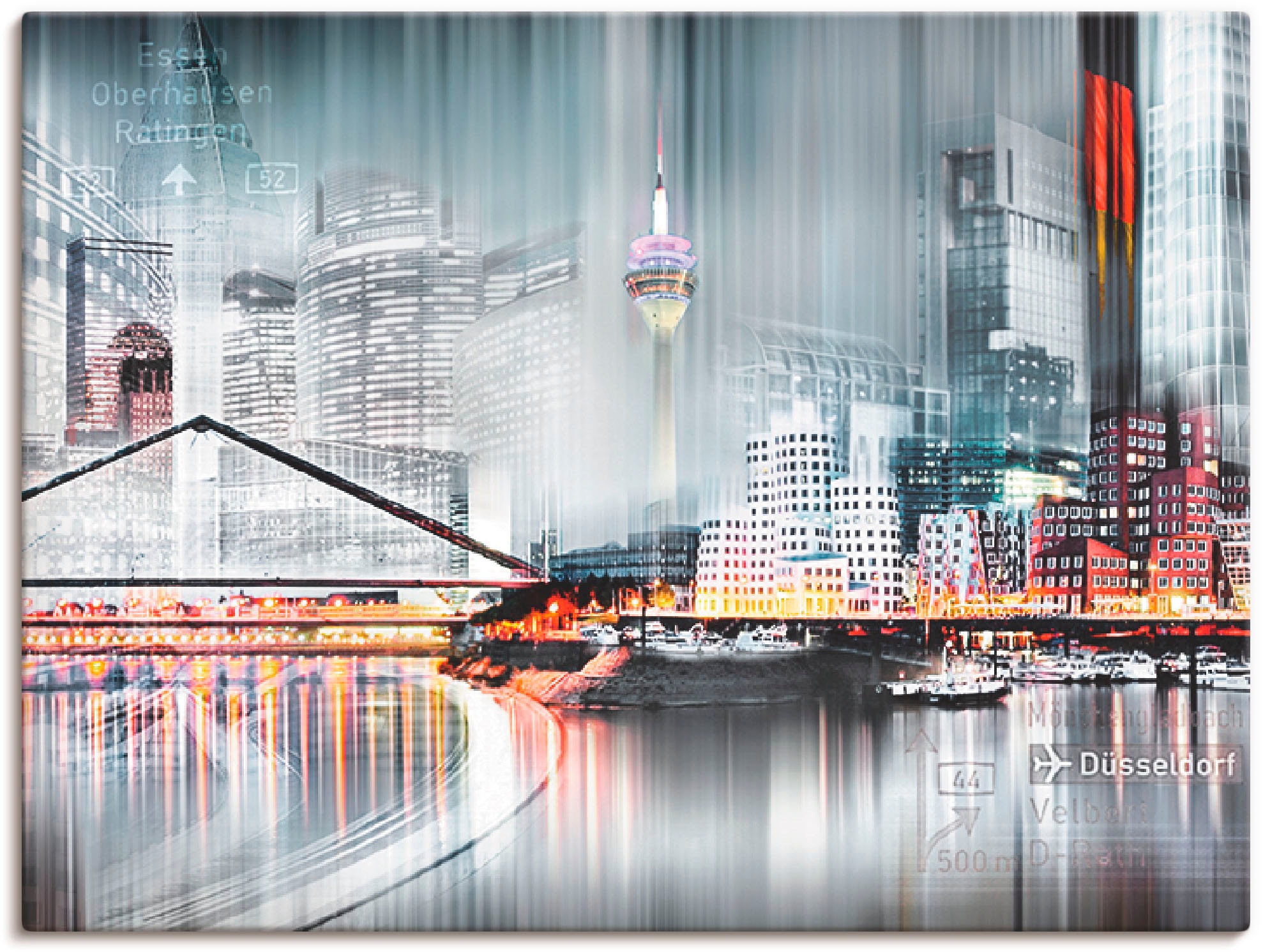 Image of Artland Wandbild »Düsseldorf Collage Skyline 17«, Deutschland, (1 St.), in vielen Grössen & Produktarten -Leinwandbild, Poster, Wandaufkleber / Wandtattoo auch für Badezimmer geeignet bei Ackermann Versand Schweiz