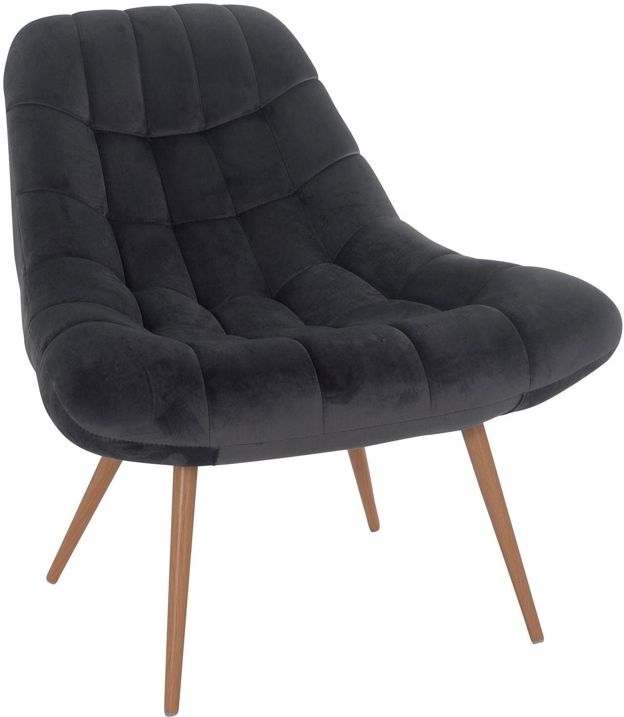 SalesFever Fauteuil de relaxation »Toulon - Komfortabler Loungesessel« mit XXL-Steppung, mit schwarzen oder naturfarbenen Beinen