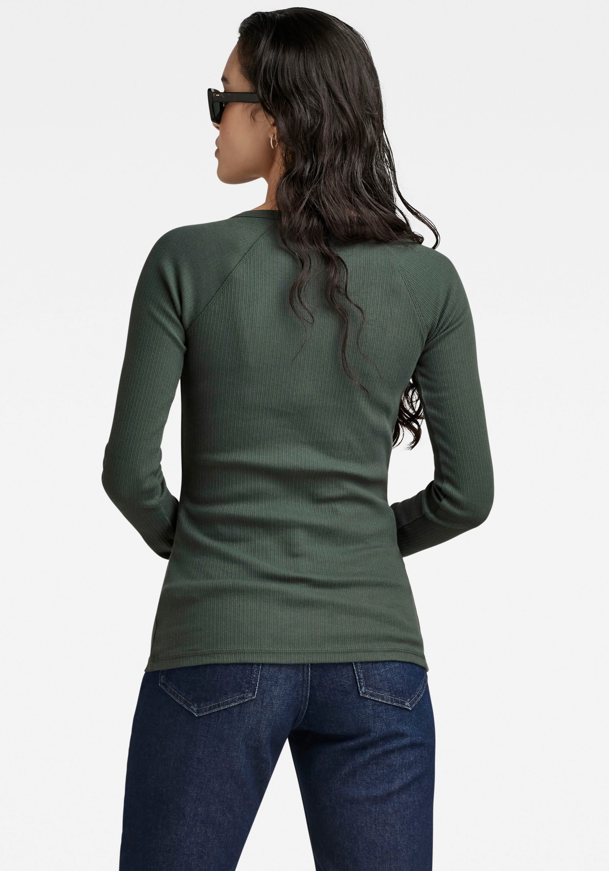 G-Star RAW Langarmshirt »Slim rib henley l\s«