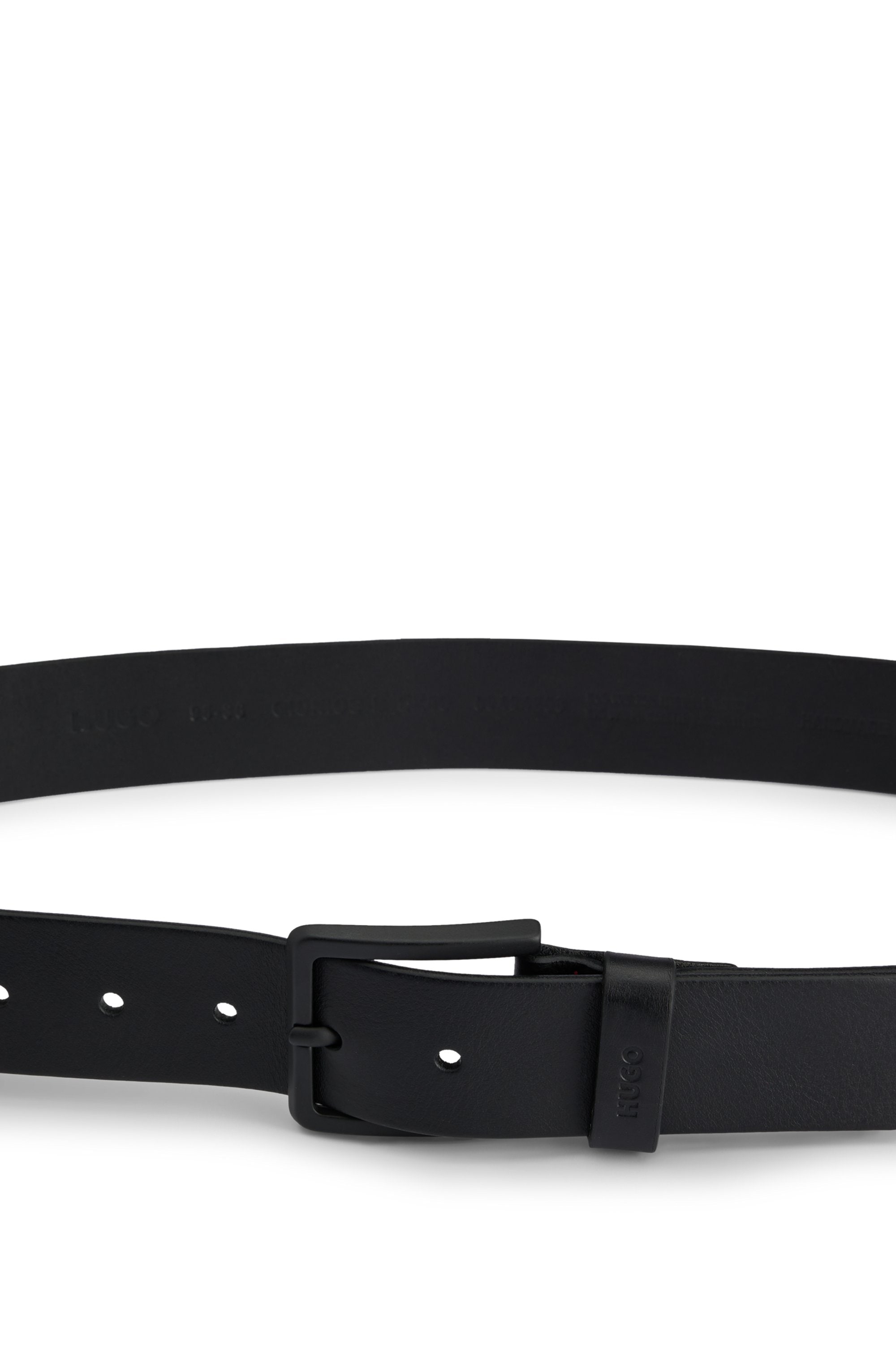 HUGO Ceinture en cuir »Gionios-B_Sz40«, Boss-Prägung am Verschluss, rote Ziernaht