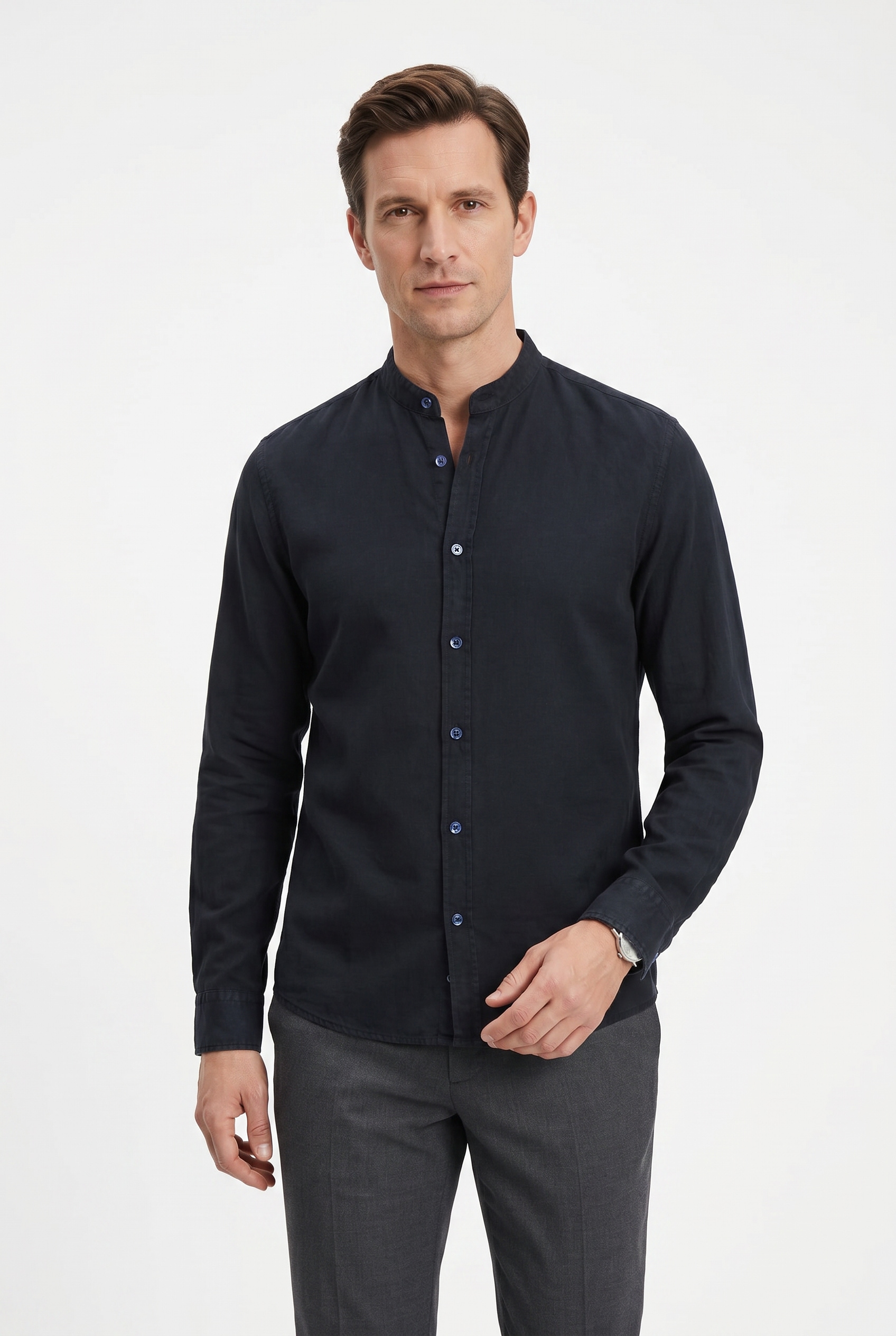 BOSS ORANGE Langarmhemd »Race« mit Stehkragen