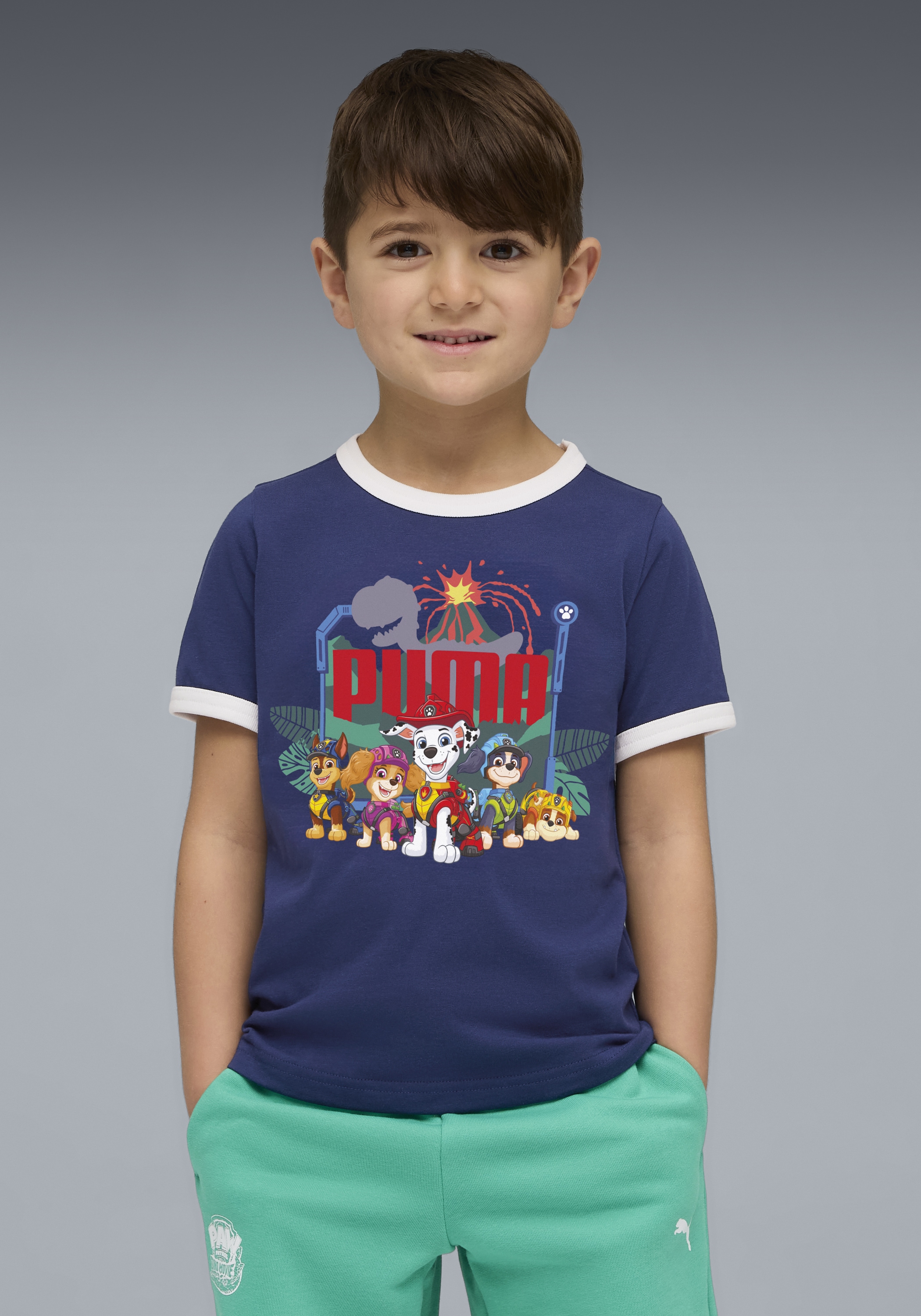 Image of PUMA T-Shirt "X PAW PATROL RINGER TEE" Regular Fit, Kurzarm, für Kinder, mit Rundhalsausschnitt