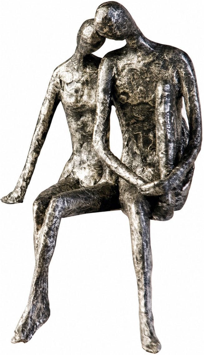 Image of Casablanca by Gilde Dekofigur "Skulptur Couple" Silberfarbenes Paar mit Antikfinish, Wohnzimmer
