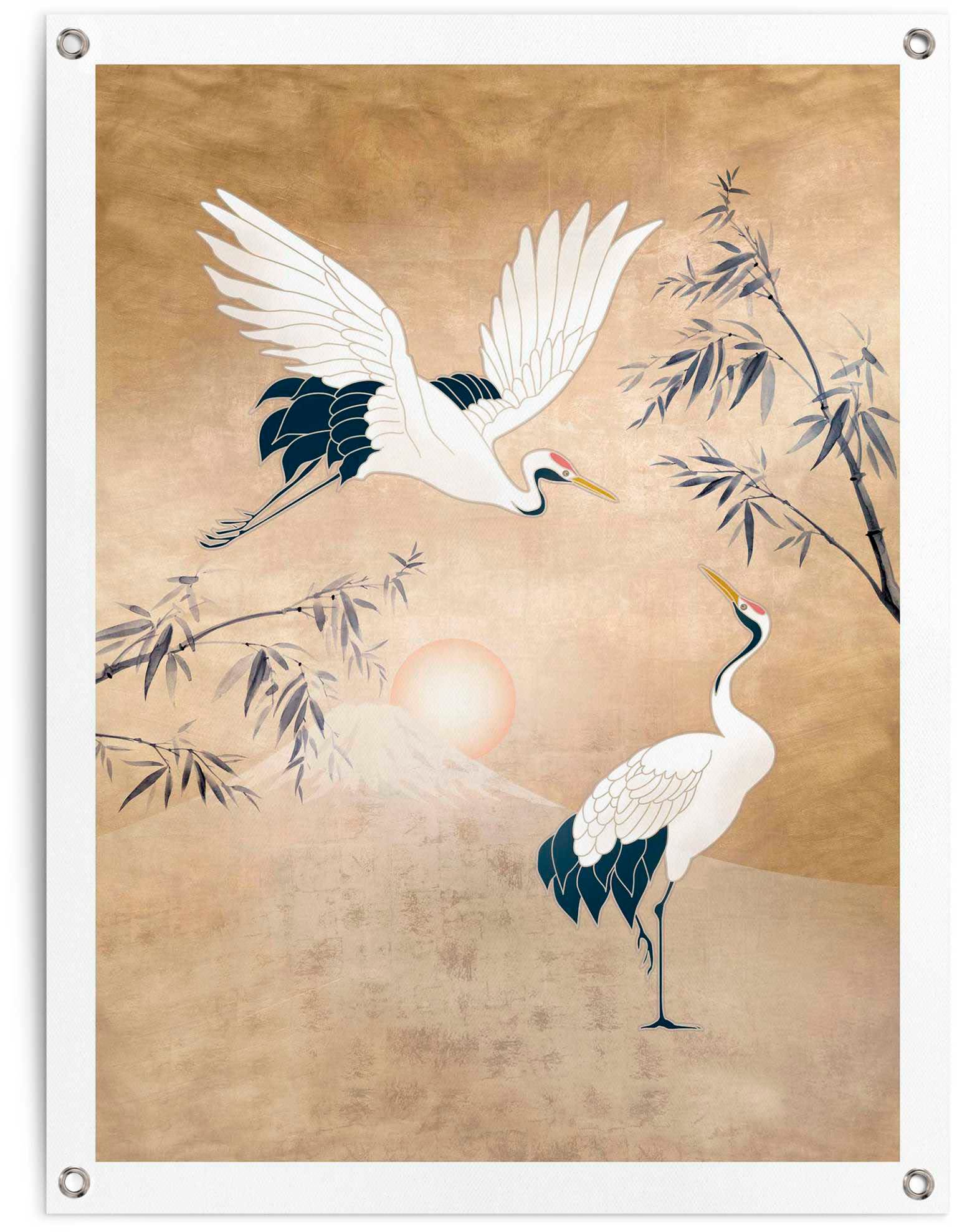 Image of Reinders Poster "Kraniche in Gold"