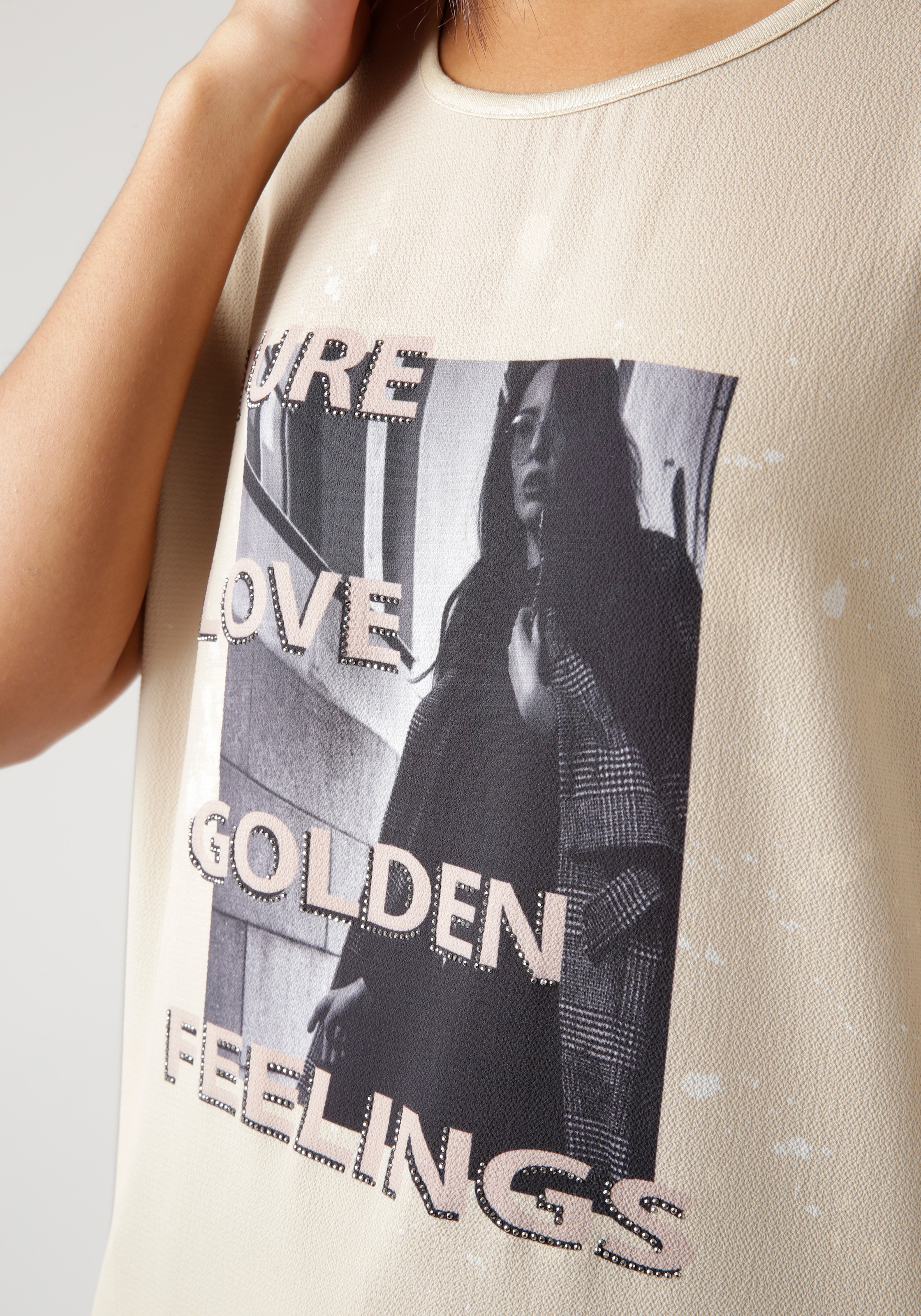 Aniston SELECTED Shirtbluse, mit Fotoprint und Glitzersteinen