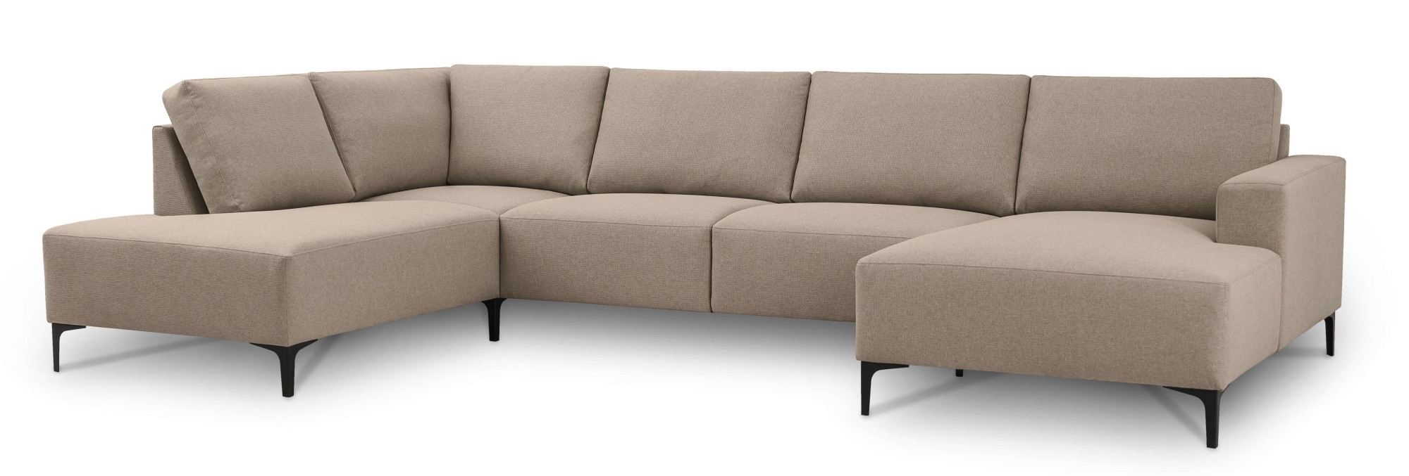 Home affaire Paysage de salon »Tournon U-Form, XXL Sofa, Breite 333 cm, Webstoff, Chenille« Designsofa im nordischen Stil, Wellenunterfederung, Metallfüsse