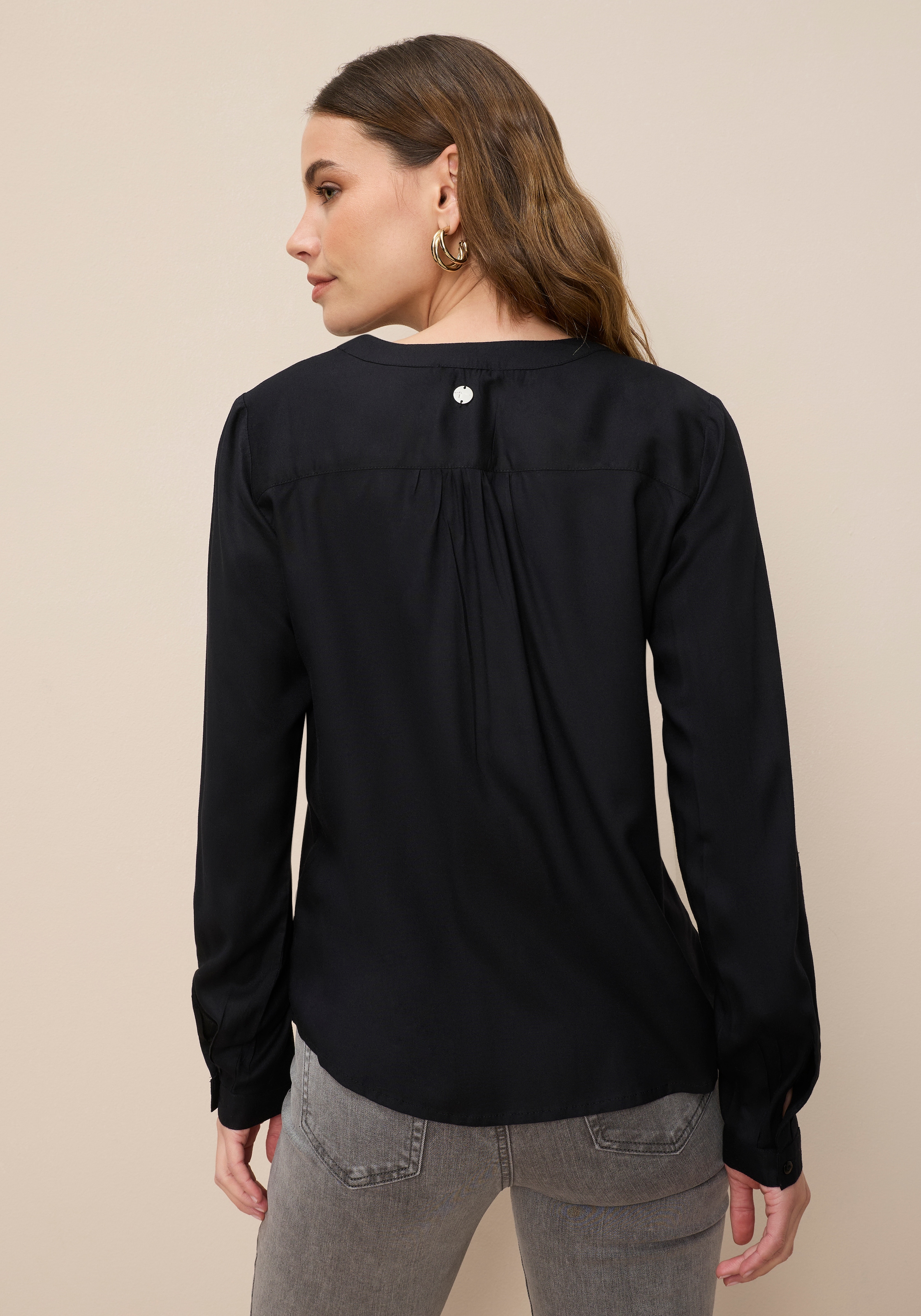 Tamaris Blouse à enfiler mit Krempelärmeln und Taschen