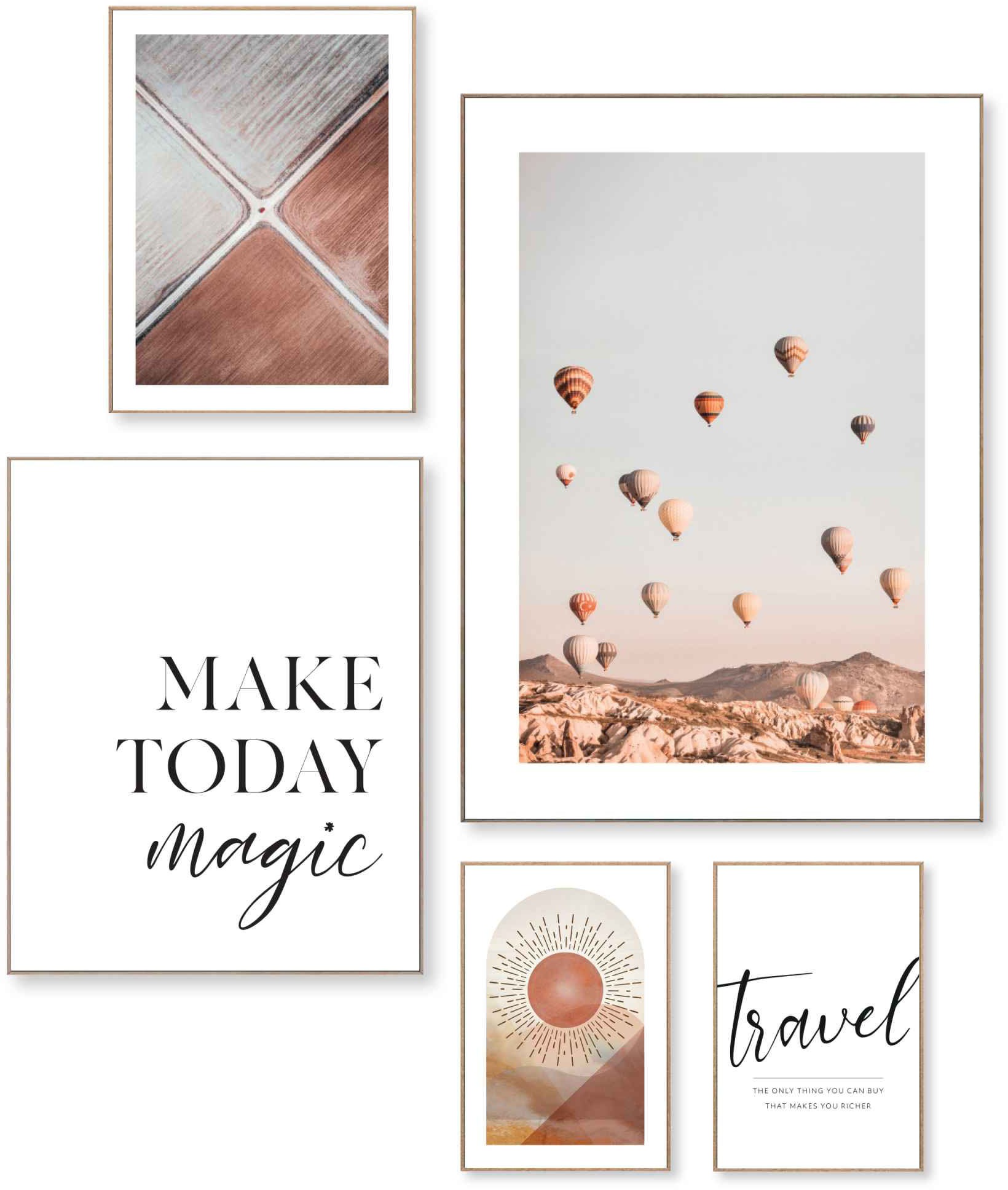 Image of Reinders! Wandbild »Abstrakt Reisen Heissluftballon - Glück - Freiheit - Kreuzung«, (5 St.) bei Ackermann Versand Schweiz