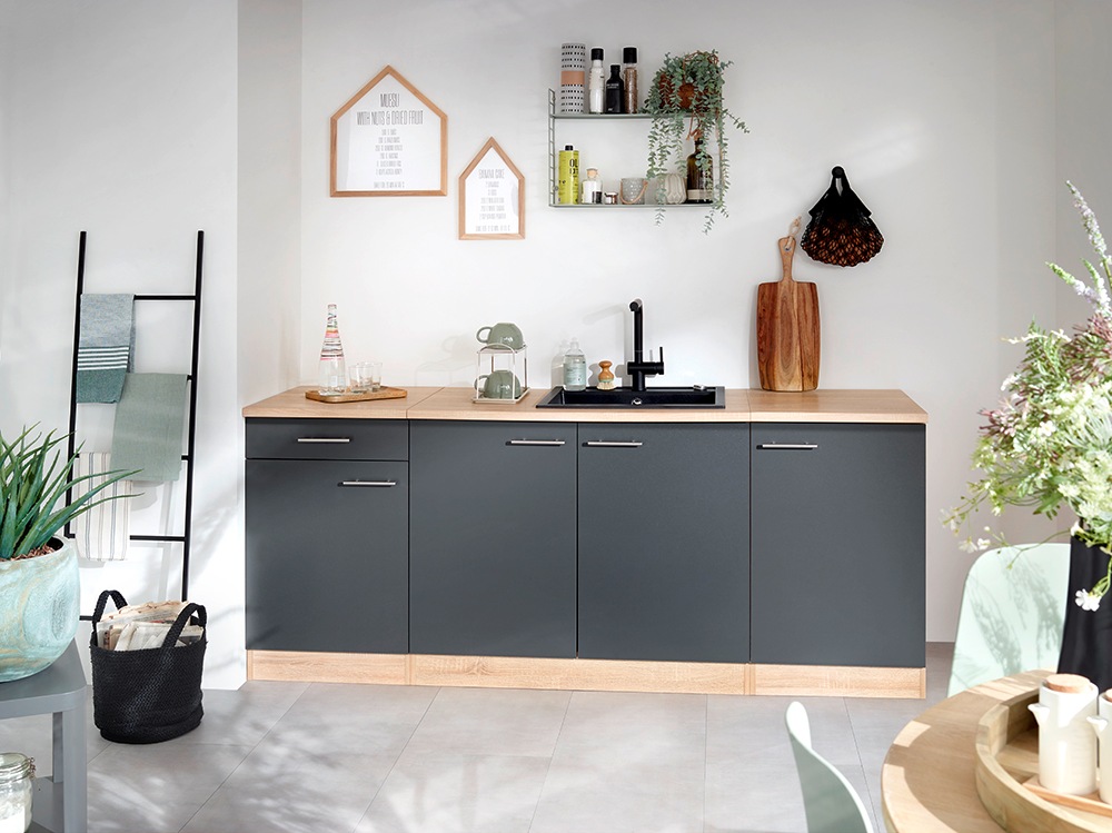 RESPEKTA Spülenschrank "Merle" Breite 100 cm, Soft-Close, Griffe aus Metall, 85 cm Arbeitshöhe