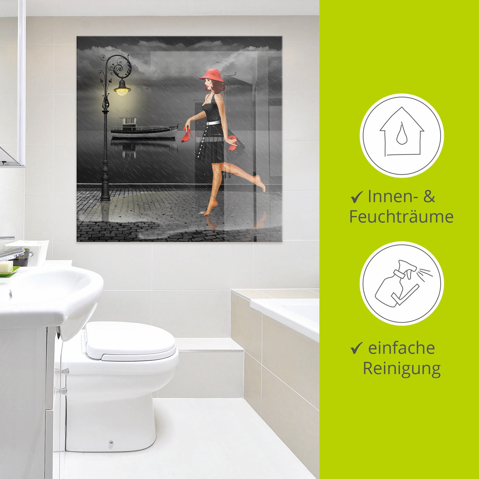 Artland Glasbild »Tanzen im Regen«, Frau, (1 St.), in verschiedenen Grössen