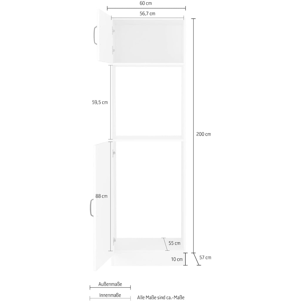 wiho Küchen Backofen/Kühlumbauschrank »Erla«, 60 cm breit mit Kassettenfront