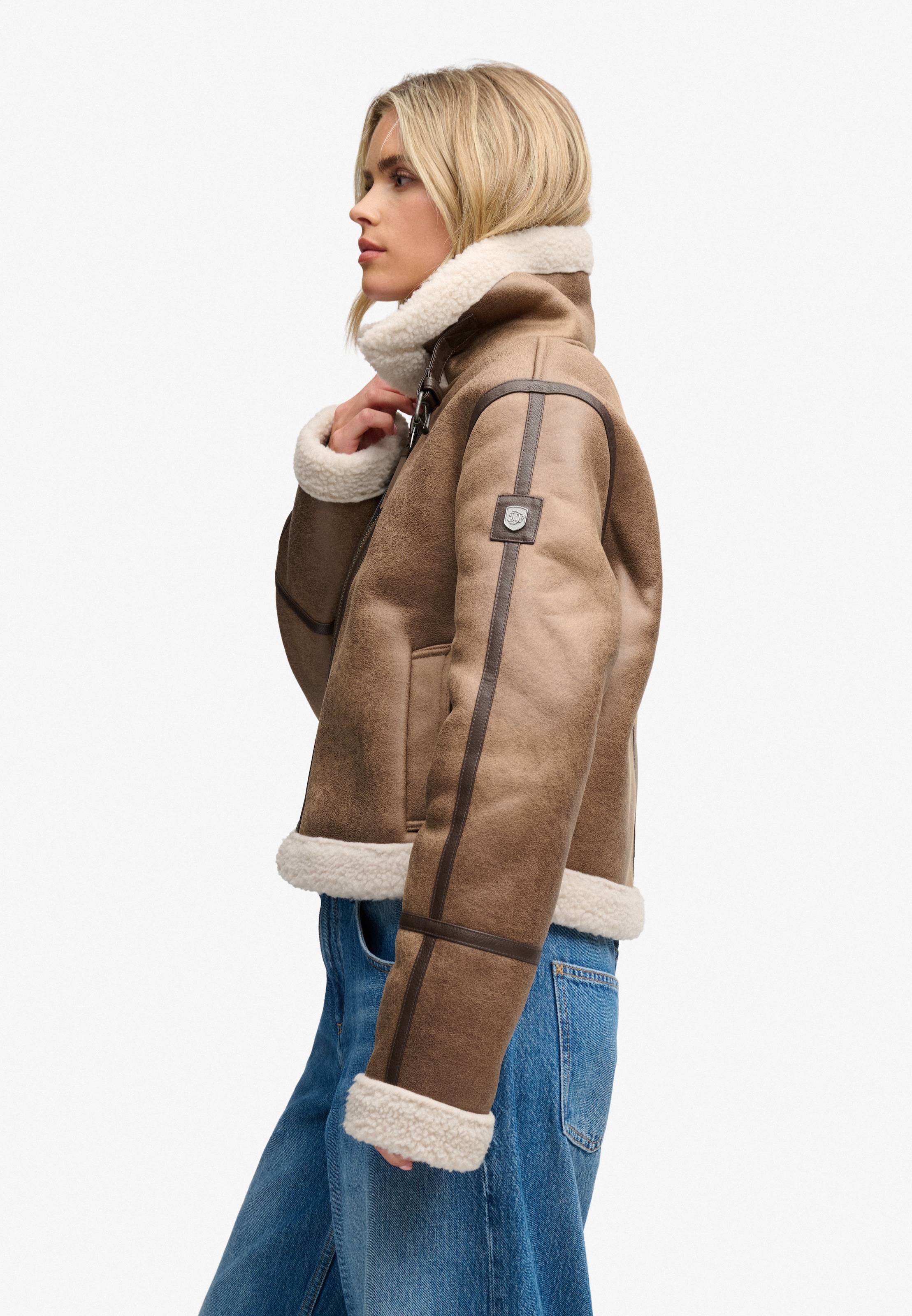 Superdry Veste courte »FAUX SHEARLING JACKET« Kunstfaser, relaxed fit