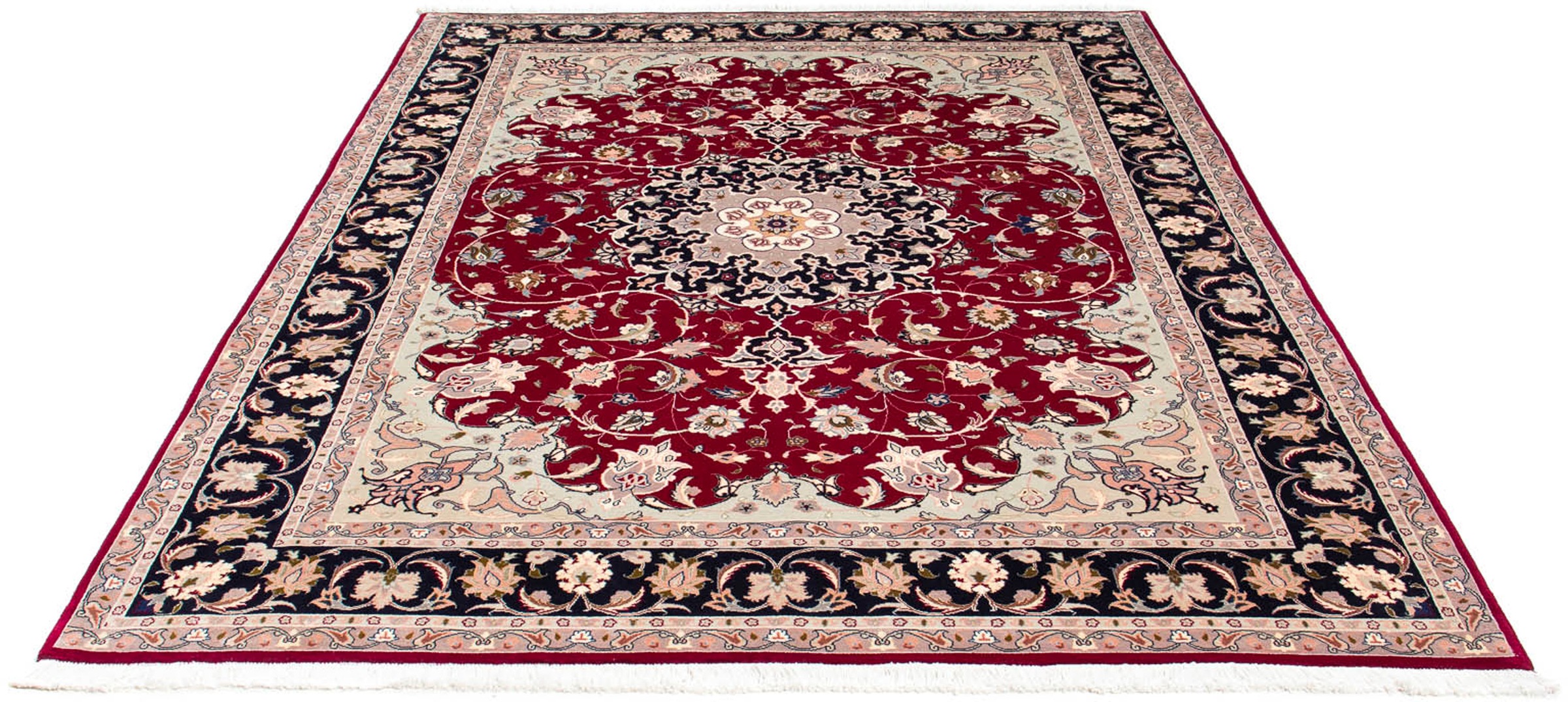 Image of morgenland Orientteppich »Perser - Täbriz - Royal - 236 x 178 cm - dunkelrot«, rechteckig, 7 mm Höhe, Wohnzimmer, Handgeknüpft, Einzelstück mit Zertifikat bei Ackermann Versand Schweiz
