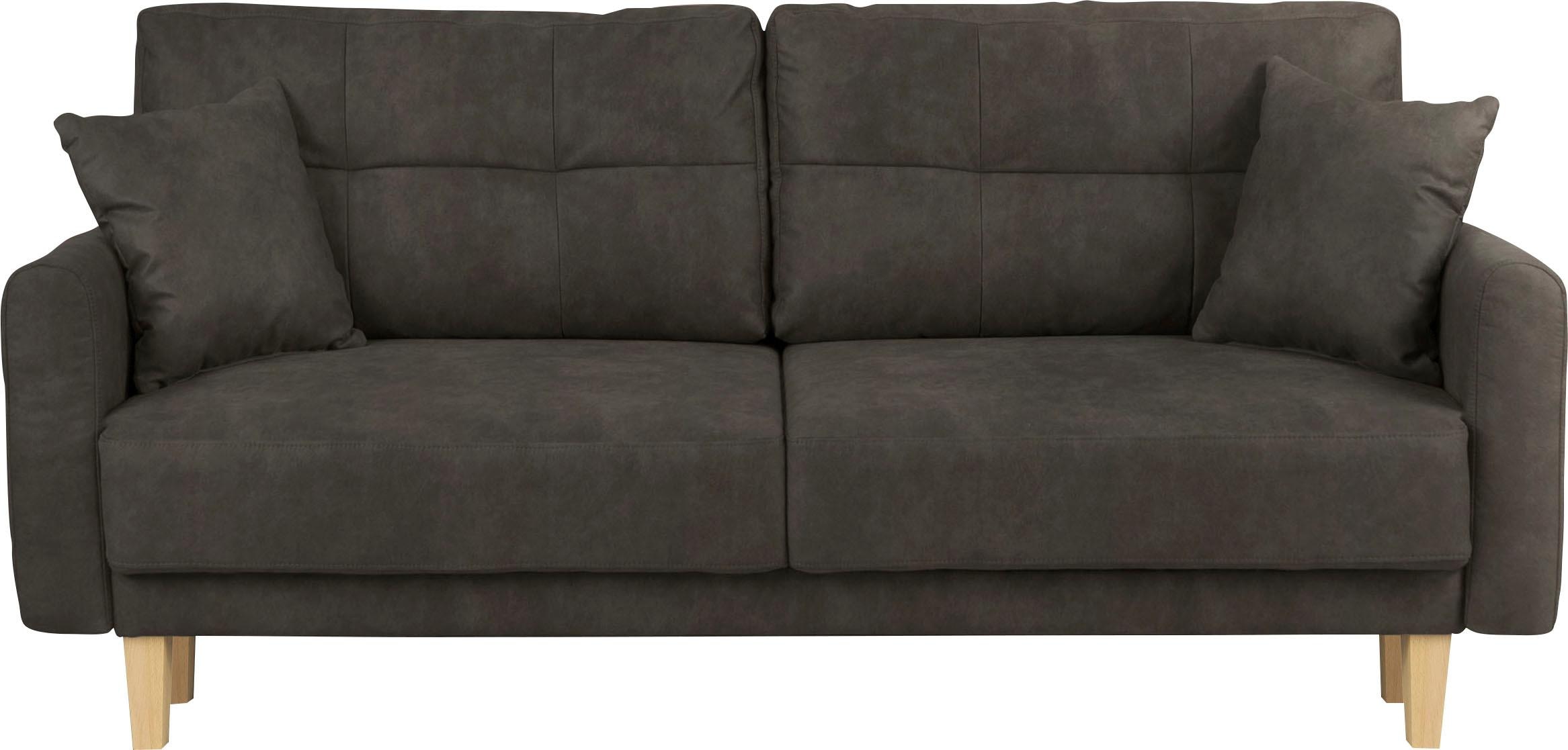 Home affaire 2-Sitzer »TRIPLO mit Wellenunterfederung, Masse B/T/H: 165/100/89 cm«, Sofa mit Steppung im Rückenbereich, incl. Rückenkissen und Zierkissen