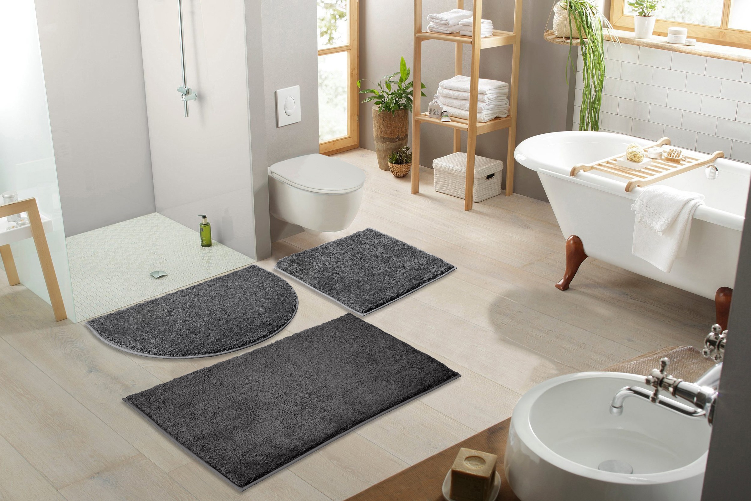 my home Badematte »Juna, Badteppich«, rutschhemmend beschichtet, fussbodenheizungsgeeignet-strapazierfähig, besonders weich, Badematten, unifarben