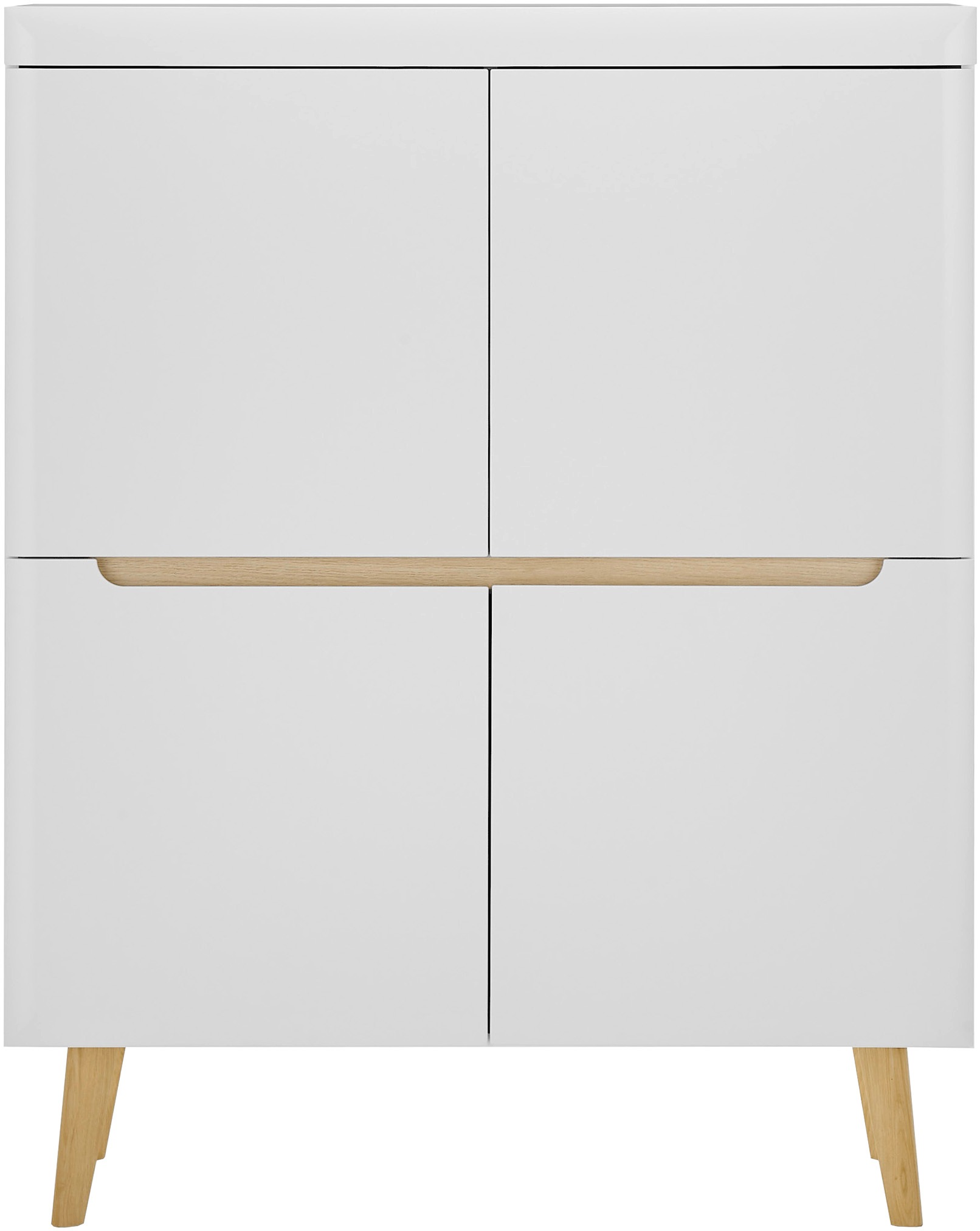 INOSIGN Highboard »Torge, Kommode, Schrank, Sideboard, Anrichte, Mehrzweckschrank«, (1 St.), abgeschrägte Füsse, drei Farben, Scandi Design, 107 cm breit