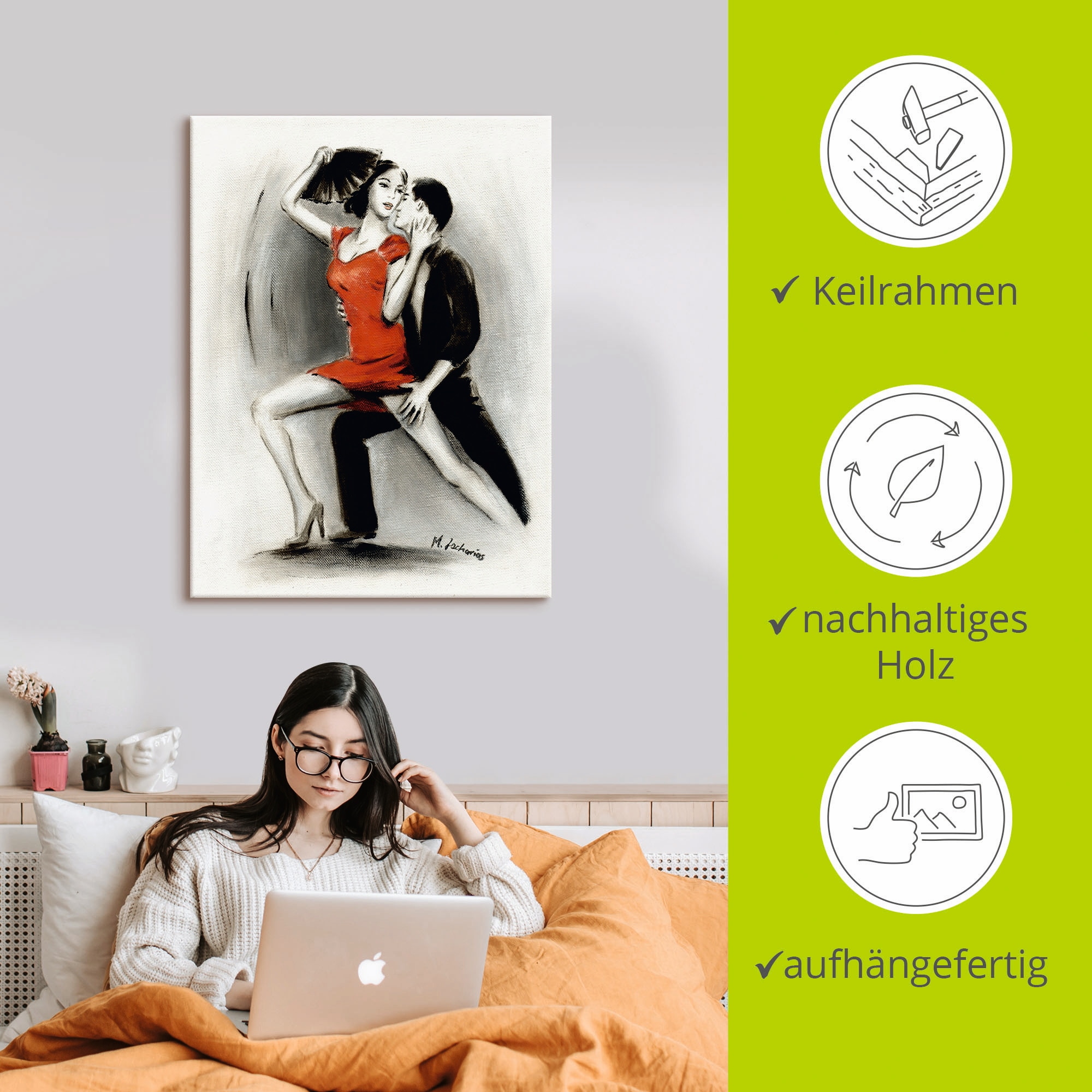 Artland Tableau sur toile »Leidenschaftliches Tanzpaar« 1 cuis tlg. auf Holzrahmen gespannt