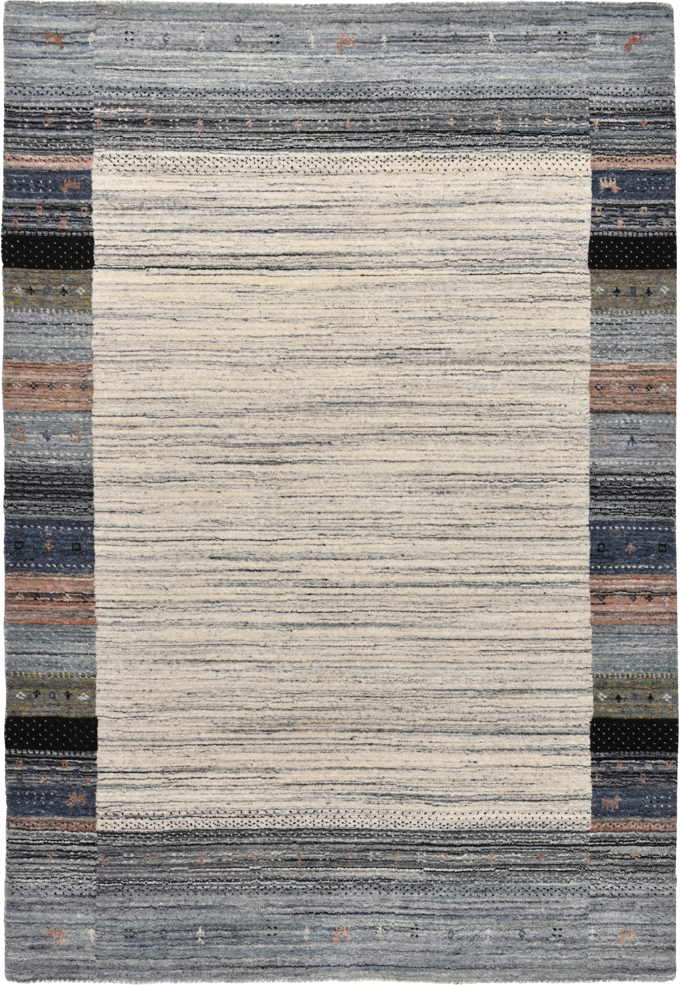 THEKO Wollteppich »Nebraska 2828«, rechteckig, Handweb-Teppich, reine Wolle, handgewebt, Gabbeh Design, mit Bordüre
