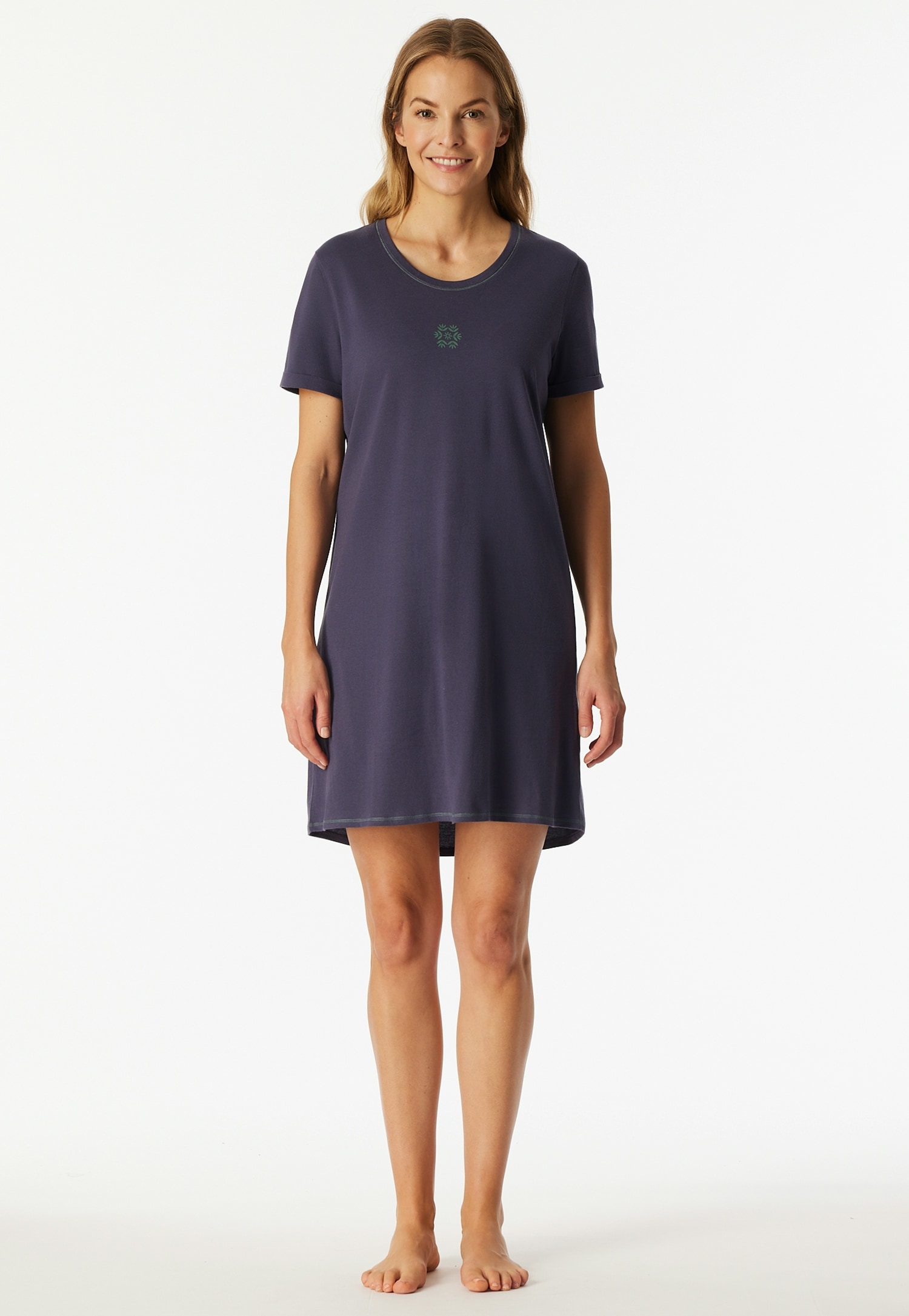 Schiesser Nachthemd »Casual Essentials« mit Statement-Print, Baumwolle, kurzärmelig, Rundhalsausschnitt