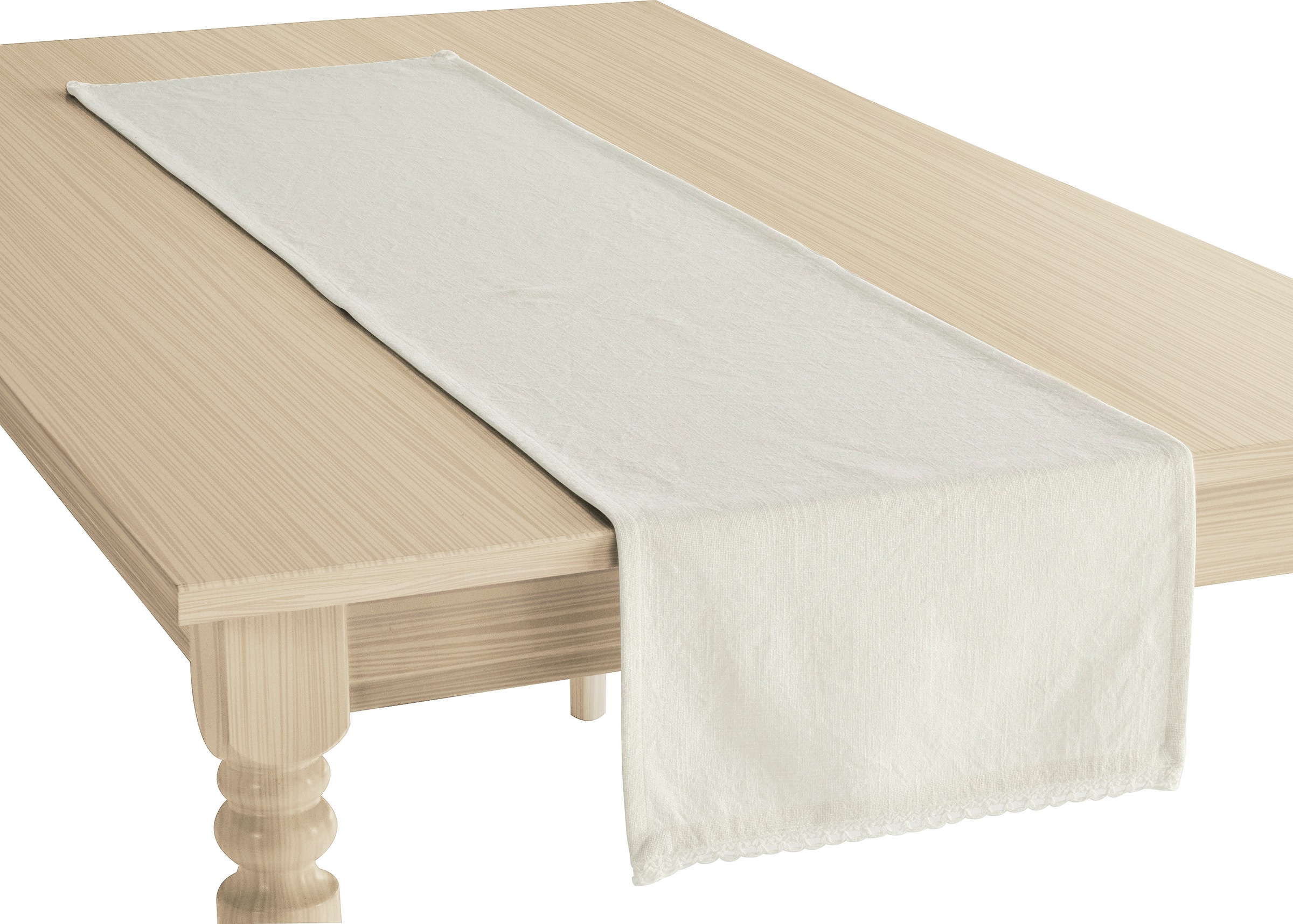 Image of GOODproduct Tischläufer "Elyna" uni, mit schöner Spitze, weiche Haptik, leicht strukturiert, 150x35cm