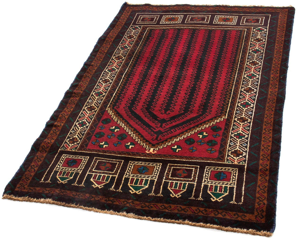 Image of morgenland Orientteppich »Belutsch - 142 x 89 cm - dunkelrot«, rechteckig, 8 mm Höhe, Wohnzimmer, Handgeknüpft, Einzelstück mit Zertifikat bei Ackermann Versand Schweiz