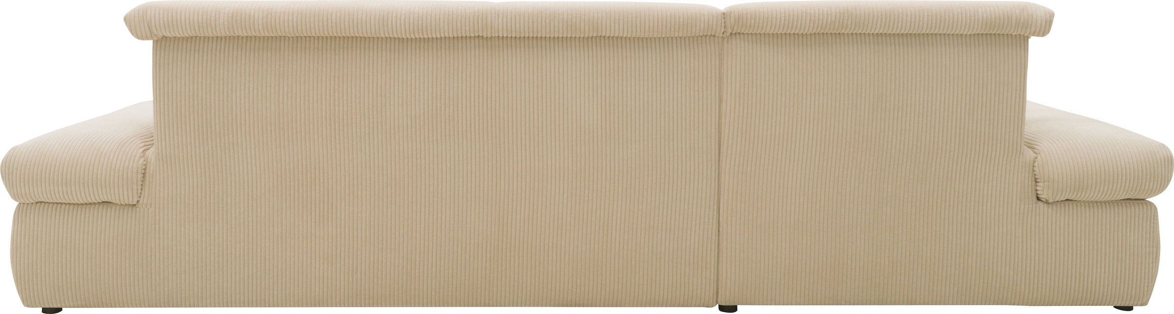 DOMO collection Ecksofa »Moric, L-Form, XXL-Sofa - Breite 300cm«, wahlweise mit Bettfunktion und Armteilverstellung, Cord, Creme