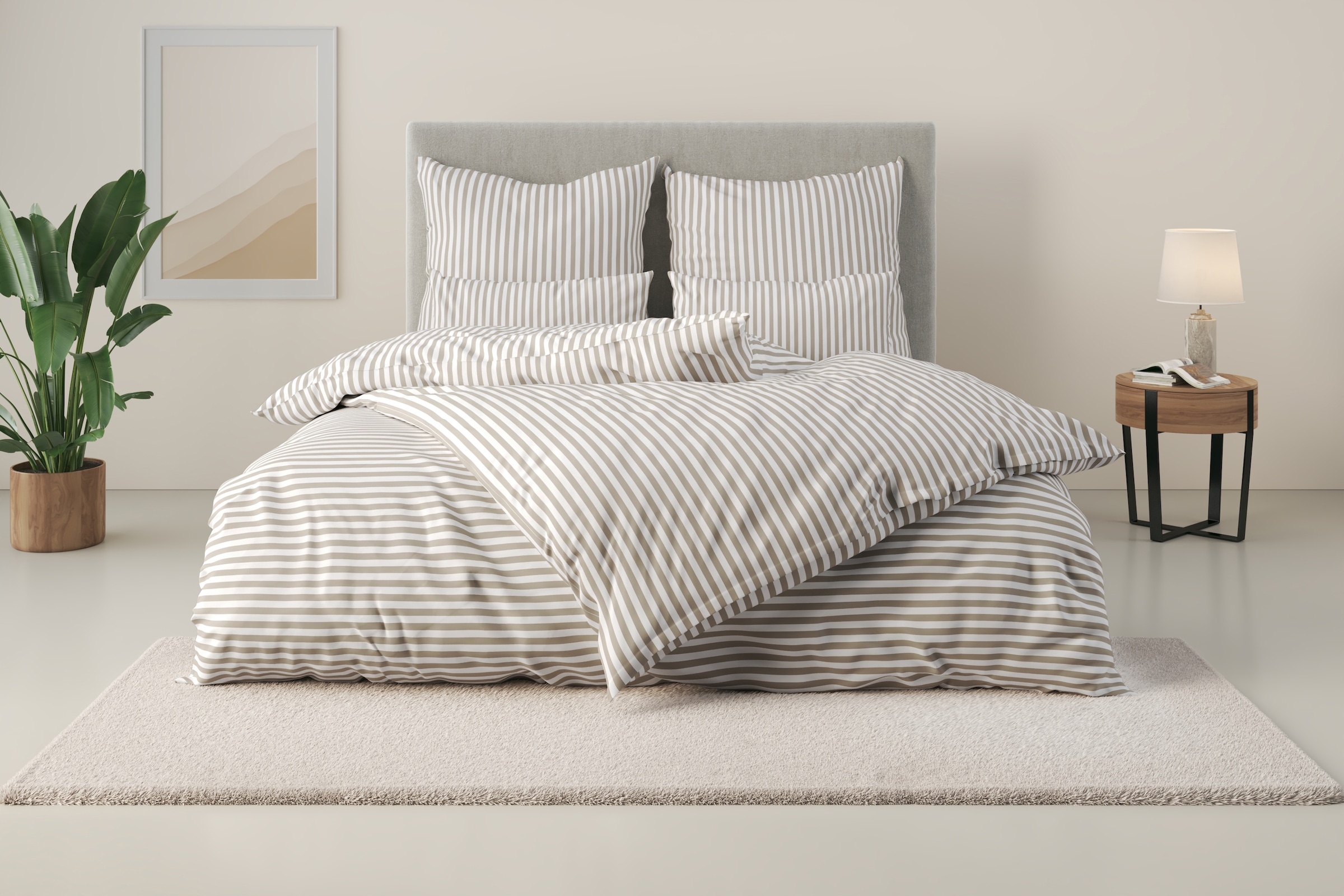 Image of LeGer Home by Lena Gercke Bettwäsche "Linnea" 3 aus 100% Baumwolle, Streifendesign