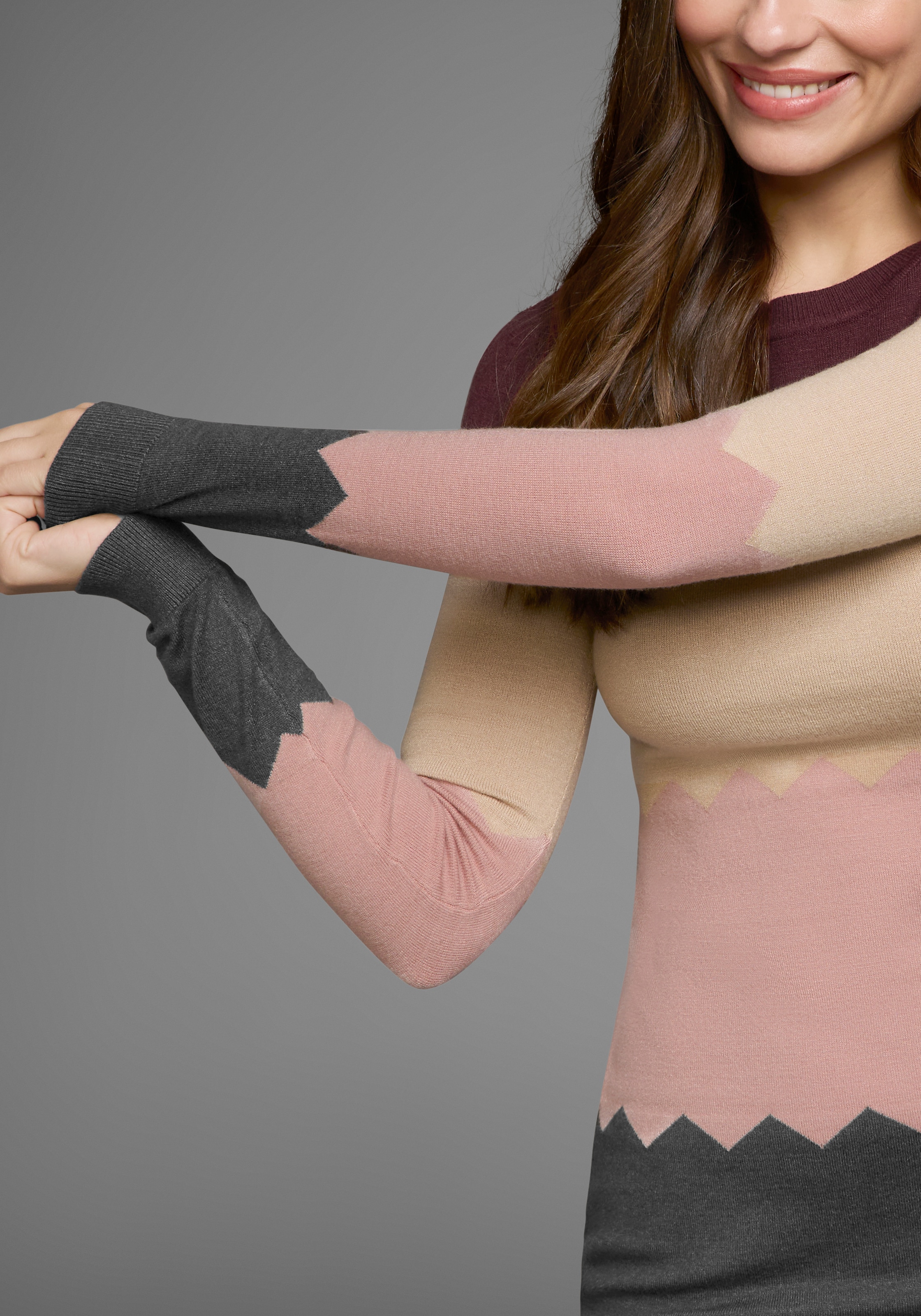 Laura Scott Strickkleid, kurzes Kleid, figurbetont, aus Strickstoff, langärmlig