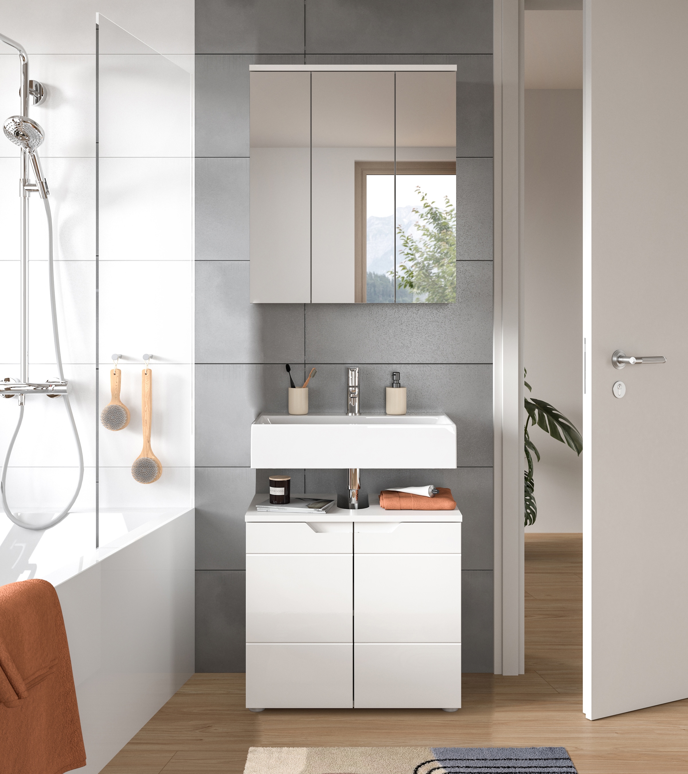 INOSIGN Badmöbel-Set »CAPRI, 2-teilig, mit eingefasster Griffmulde, bestehend aus:«