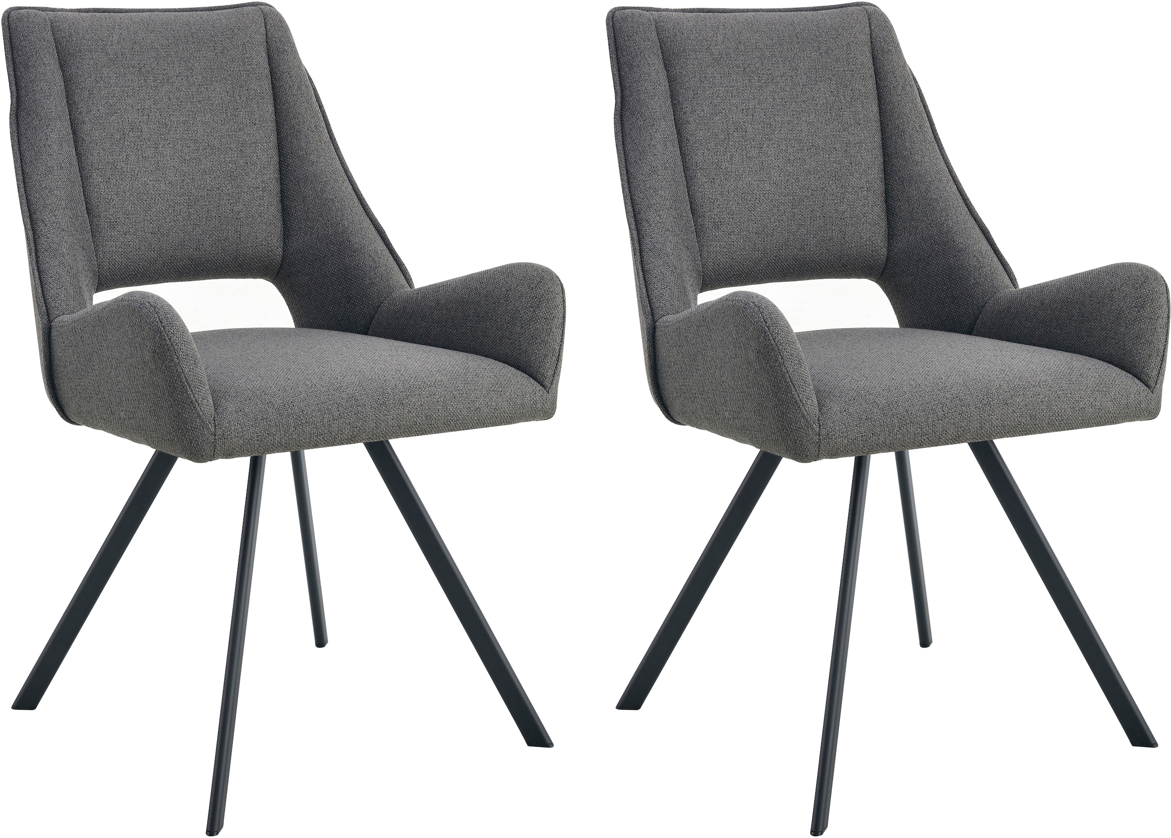 Image of Home affaire Esszimmerstuhl "AIRDRIE, 2er Set, mit Metallgestell in matt schwarz" (Set) 2 Stk.in verschiedenen Farben, Belsatbarkeit pro Stuhl 120 kg