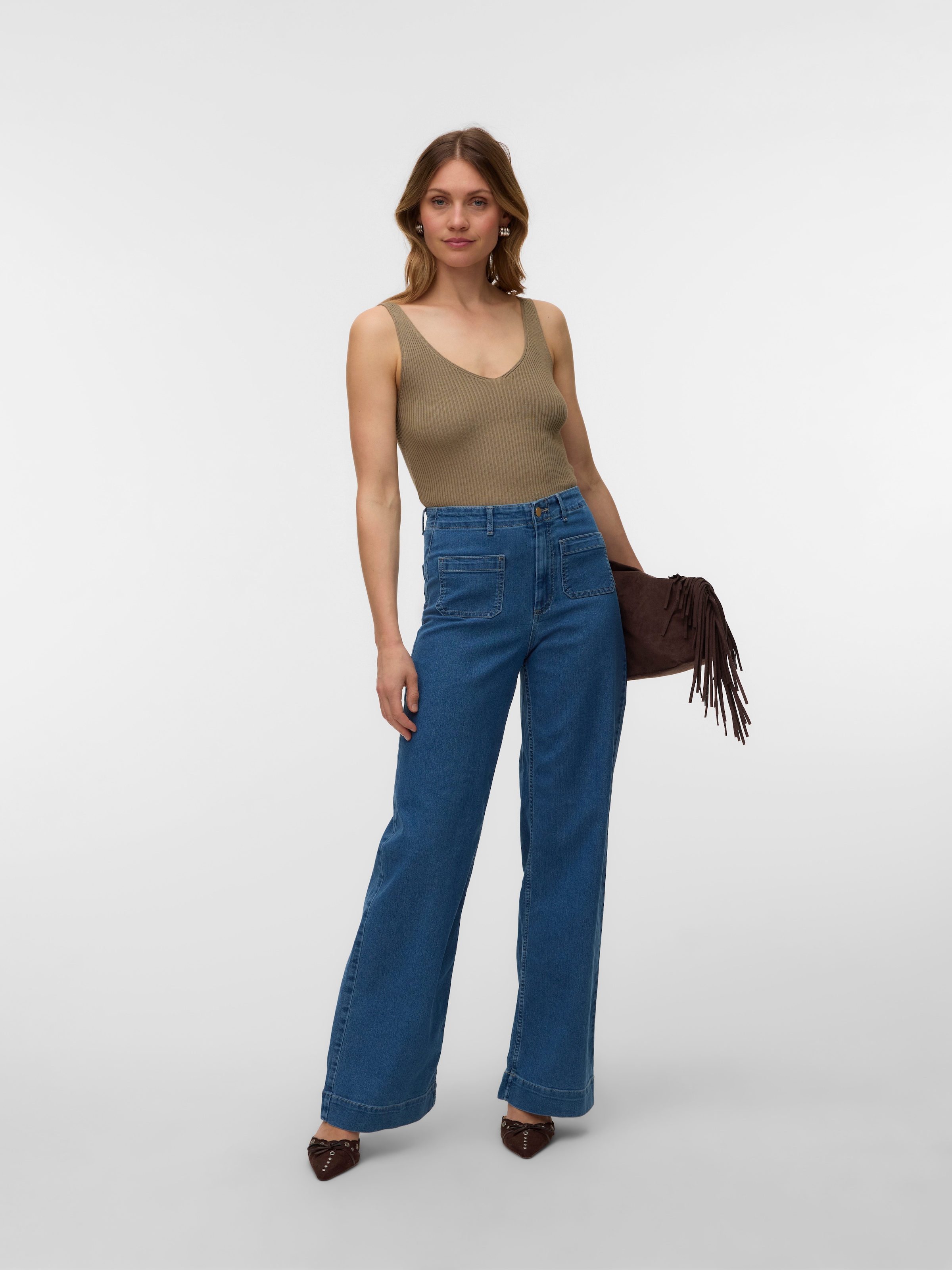 Vero Moda Weite Jeans »VMKAYLA HR WIDE POCKET J BLUE MIX NOOS« Baumwollmischung, wide fit, high waist