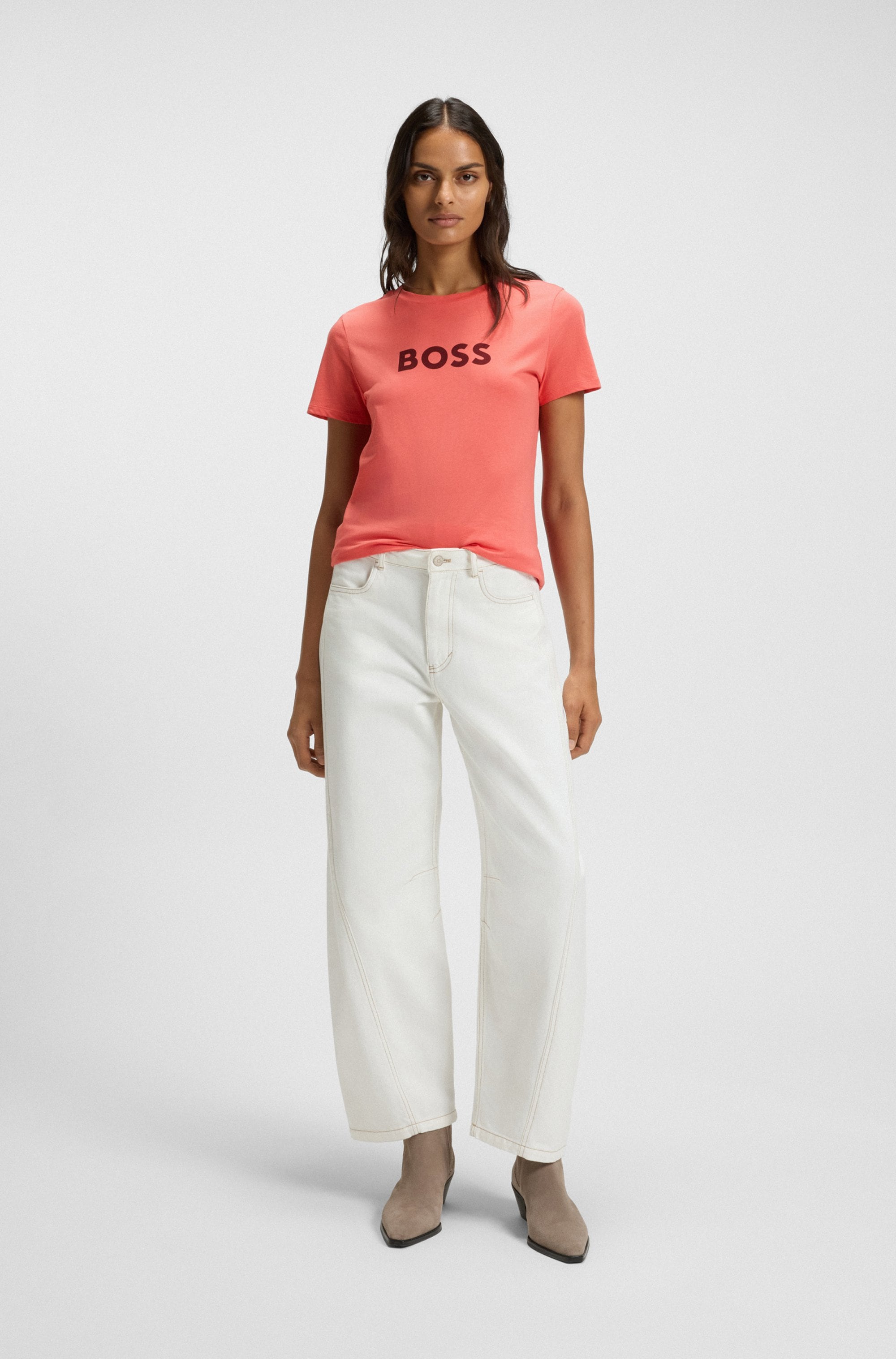 BOSS ORANGE T-Shirt »Elogo Premium Damenmode«, mit BOSS-Schriftzug