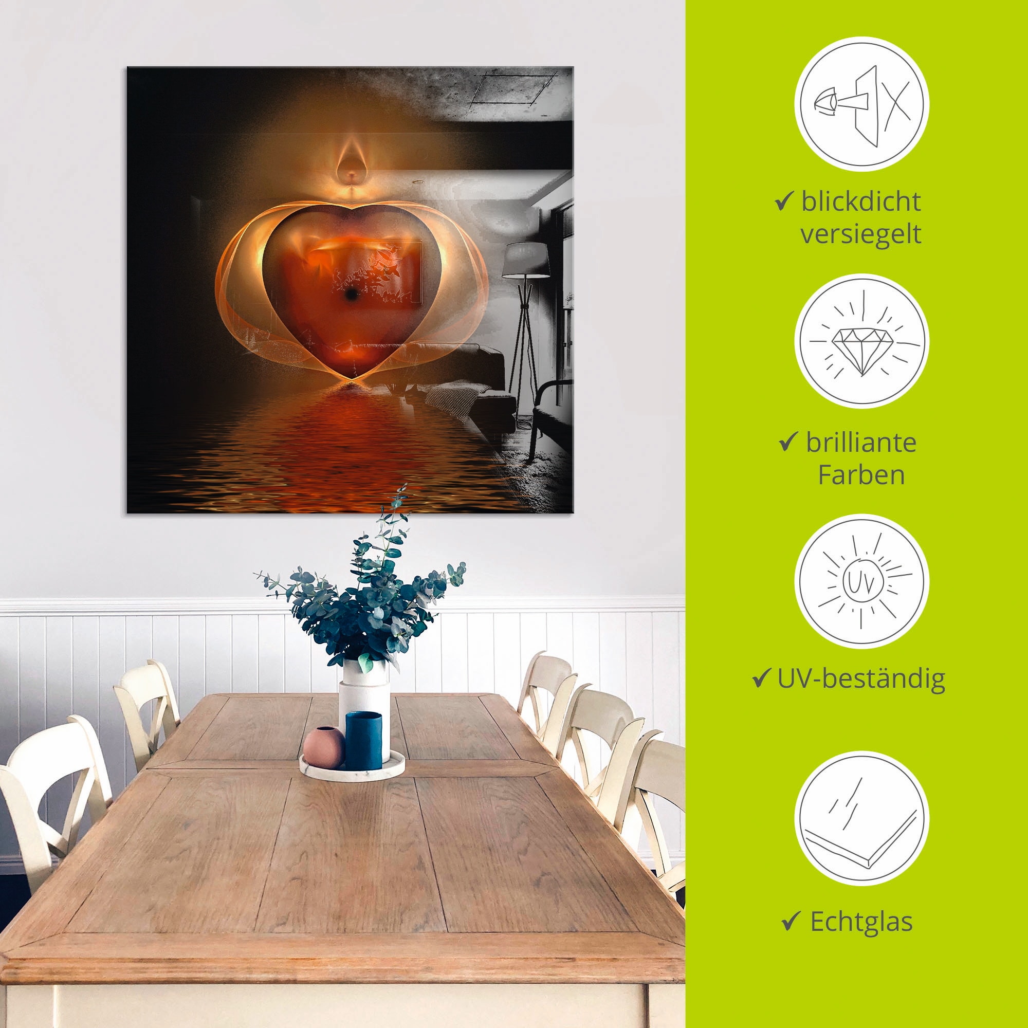 Artland Tableau en verre »Herz« 1 cuis tlg. in verschiedenen Grössen