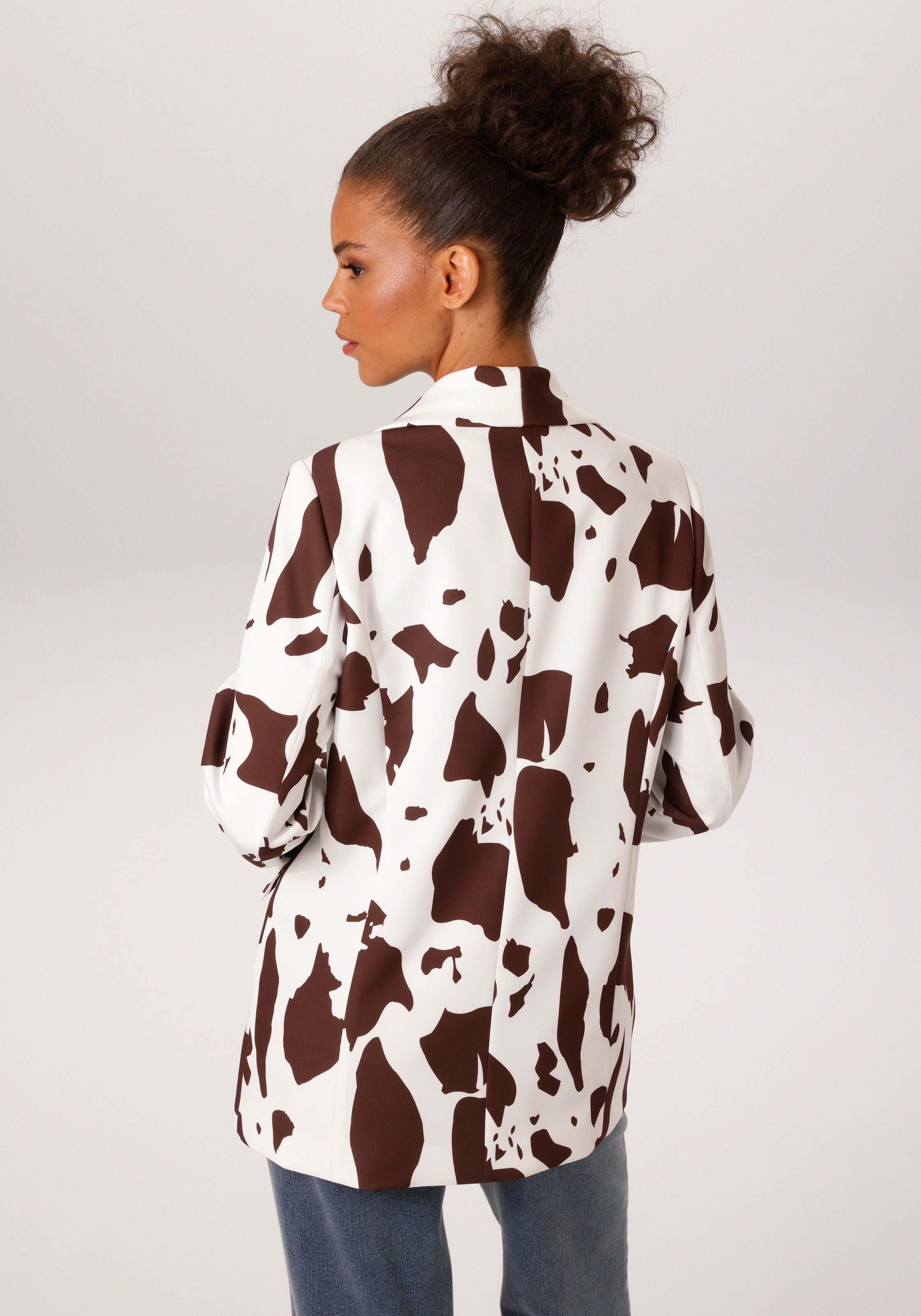 Aniston CASUAL Blazer long mit topaktuellen Kuh-Flecken -jedes Teil ein Unikat - NEUE KOLLEKTION