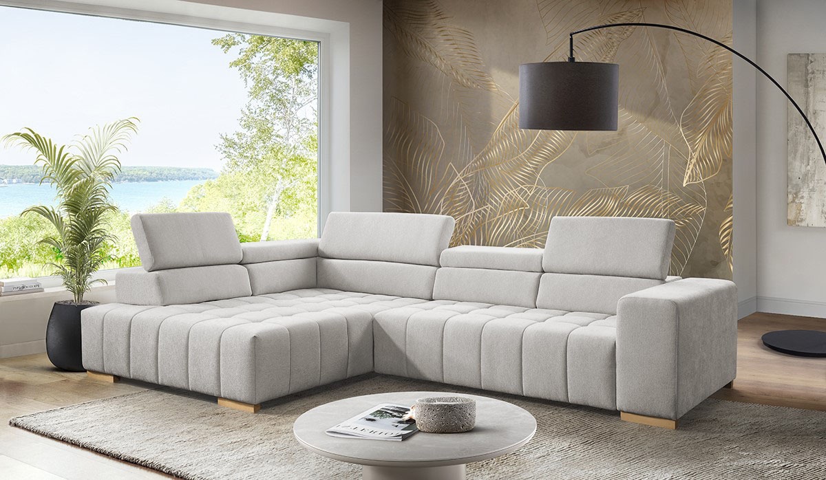 Image of exxpo - sofa fashion Ecksofa "Elianos, hoher Sitzkomfort, aufwendige Kreuzsteppung im Sitz, L-Form" Kopfteile & Sitztiefe verstellbar, mit Bettfunktion