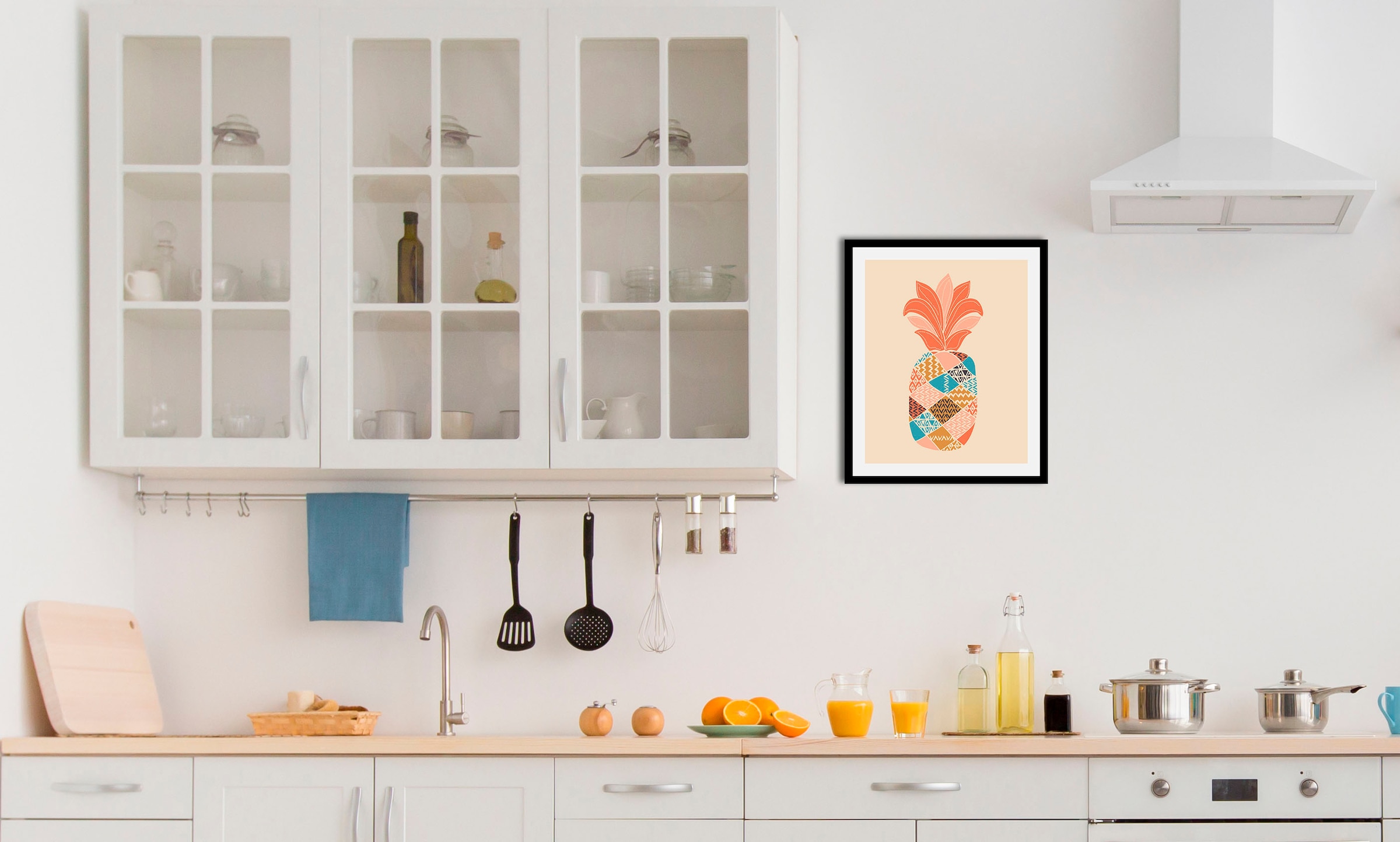 Image of queence Bild "Floyd" Abstrakt Ananas Essen Figuren Kunst Lebensmittel Obst Obst Bilder 1 Stk. tlg. gerahmt