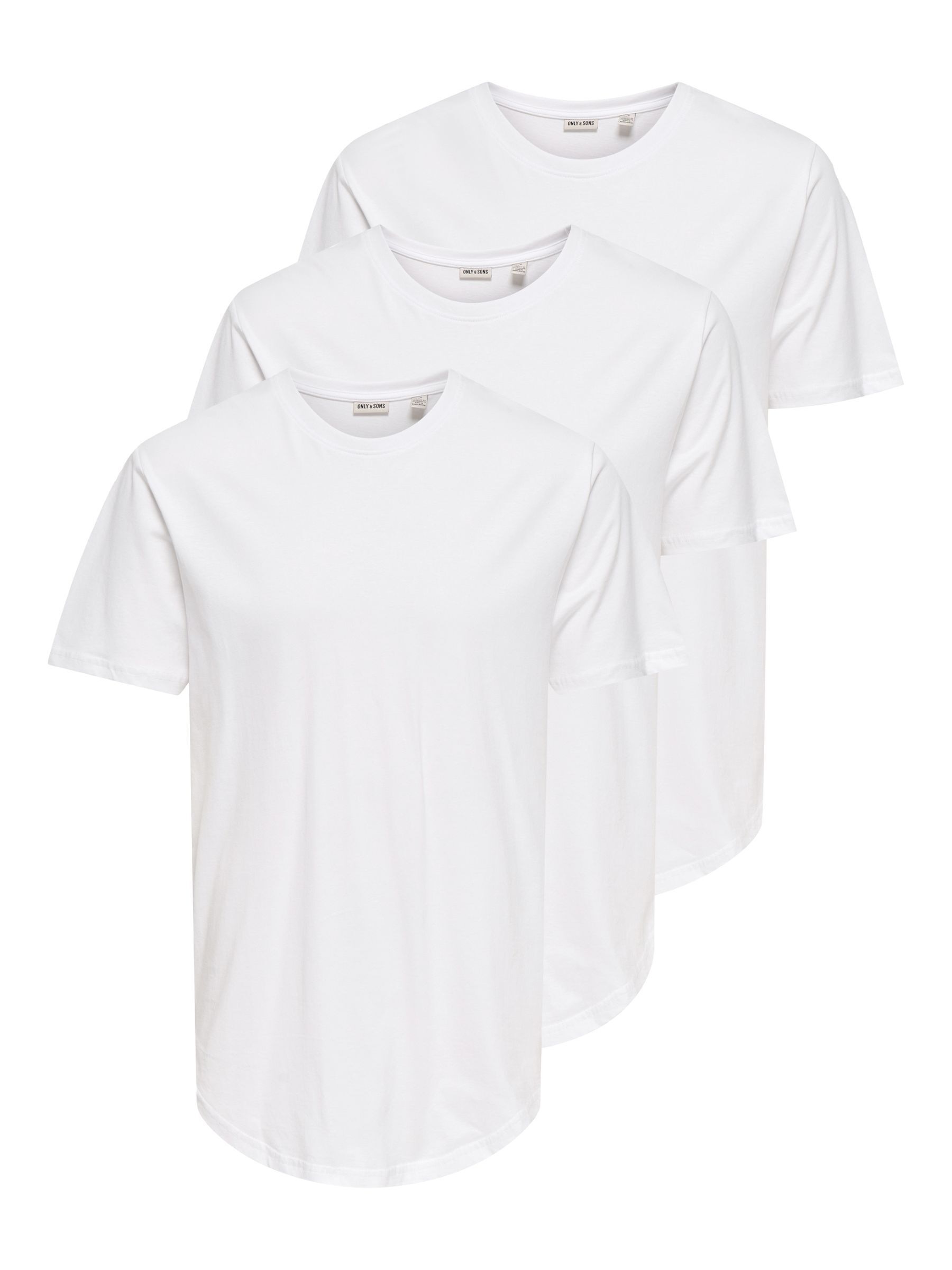 ONLY & SONS Rundhalsshirt »ONSMATT LONGY SS TEE 3-PACK« Packung, 3 Stk. Baumwolle, lang geschnitten