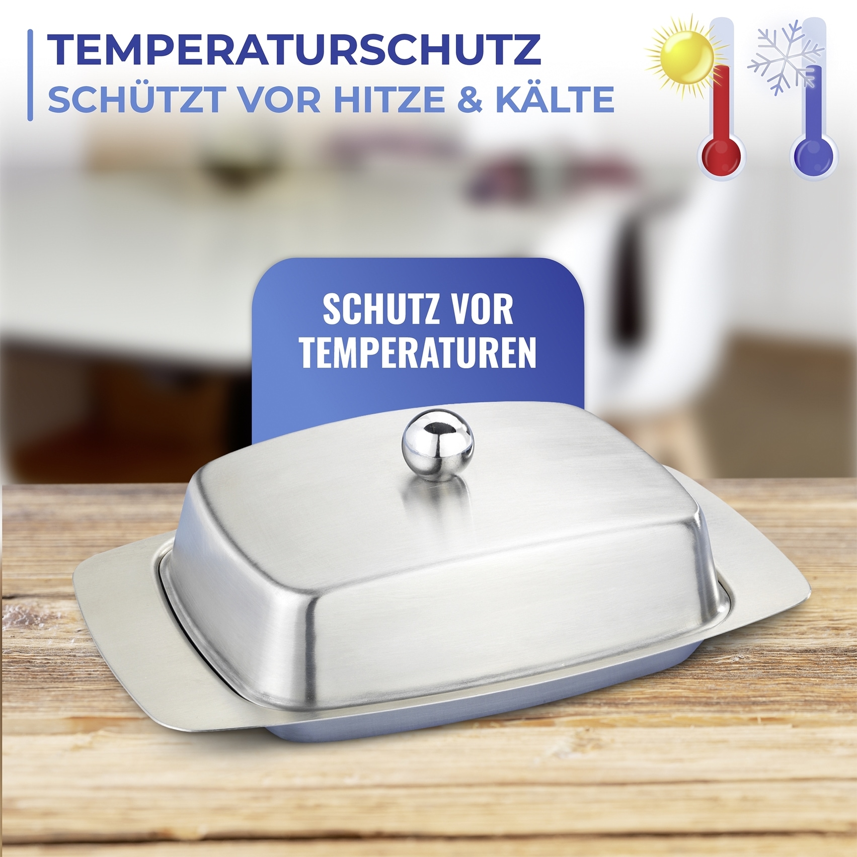 Maximex Butterdose »Edelstahl«, (1 tlg.), Butterbehälter für 250 g Butter zum Servieren, spülmaschinengeeignet