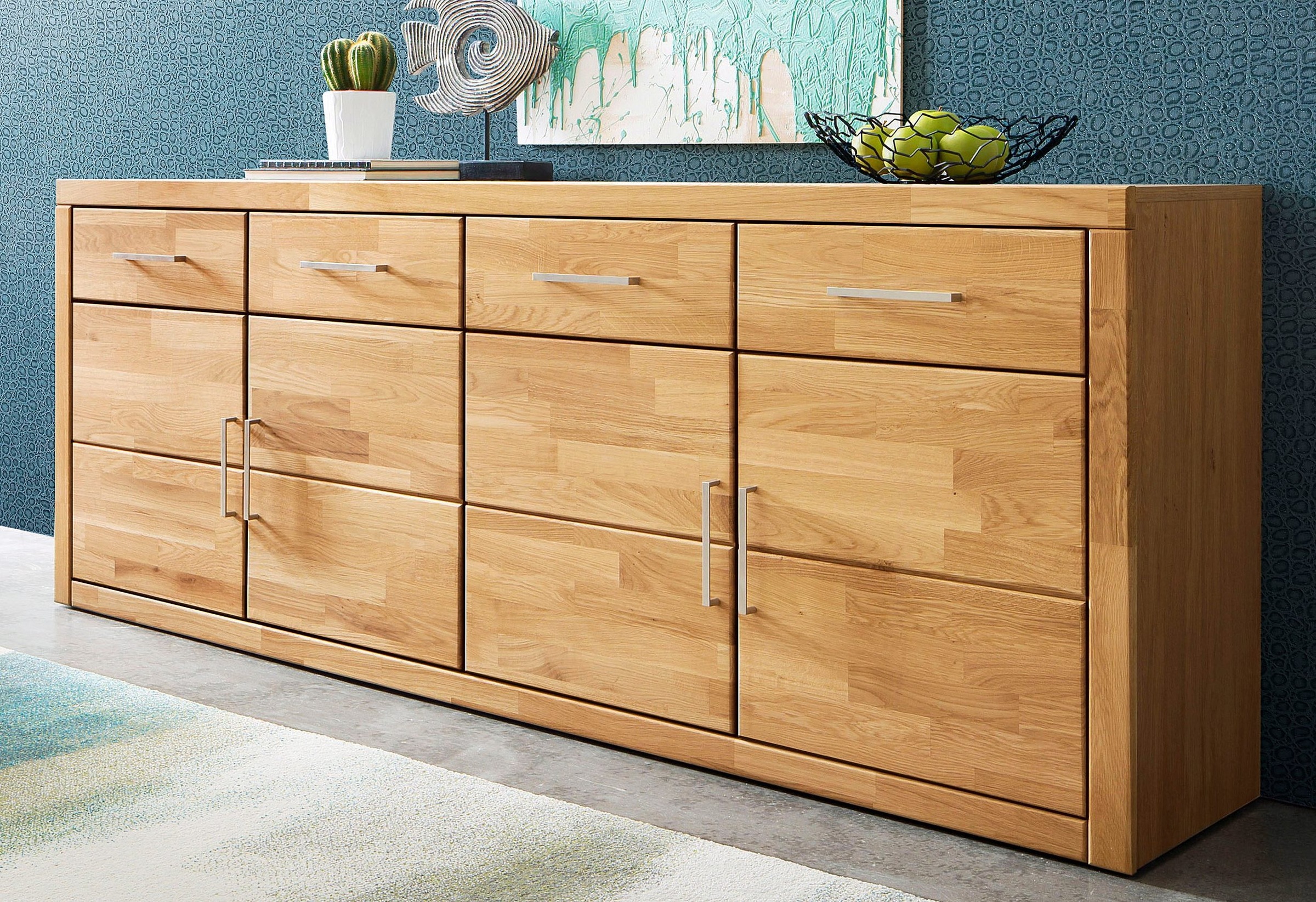 Image of GOODproduct Sideboard "Trondheim,200 cm breit,42 cm tief, Fronten Holzmassiv, Metallgriffe" Korpus aus Holzwerkstoff,4 Türen, 4 Schubladen, insgesamt 8 Fächer