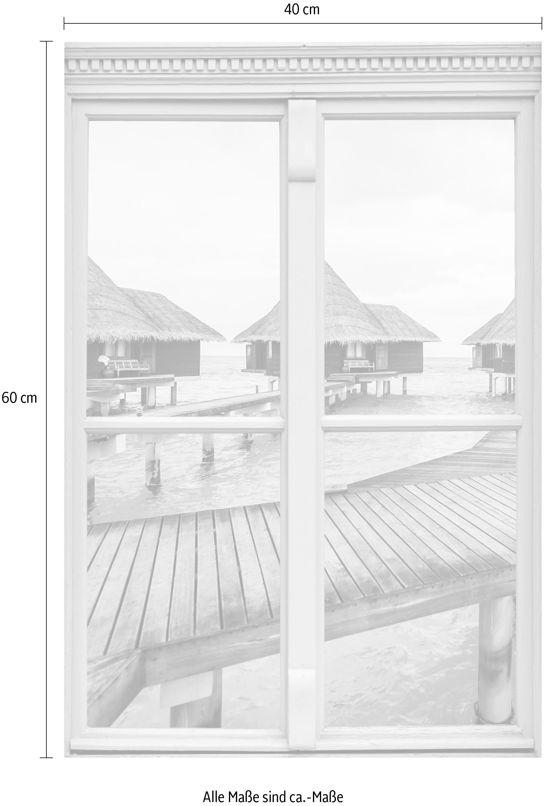 queence Wandsticker »Häuser im Wasser«, Wandsticker, Wandbild, selbstklebend, 3D, Fenster