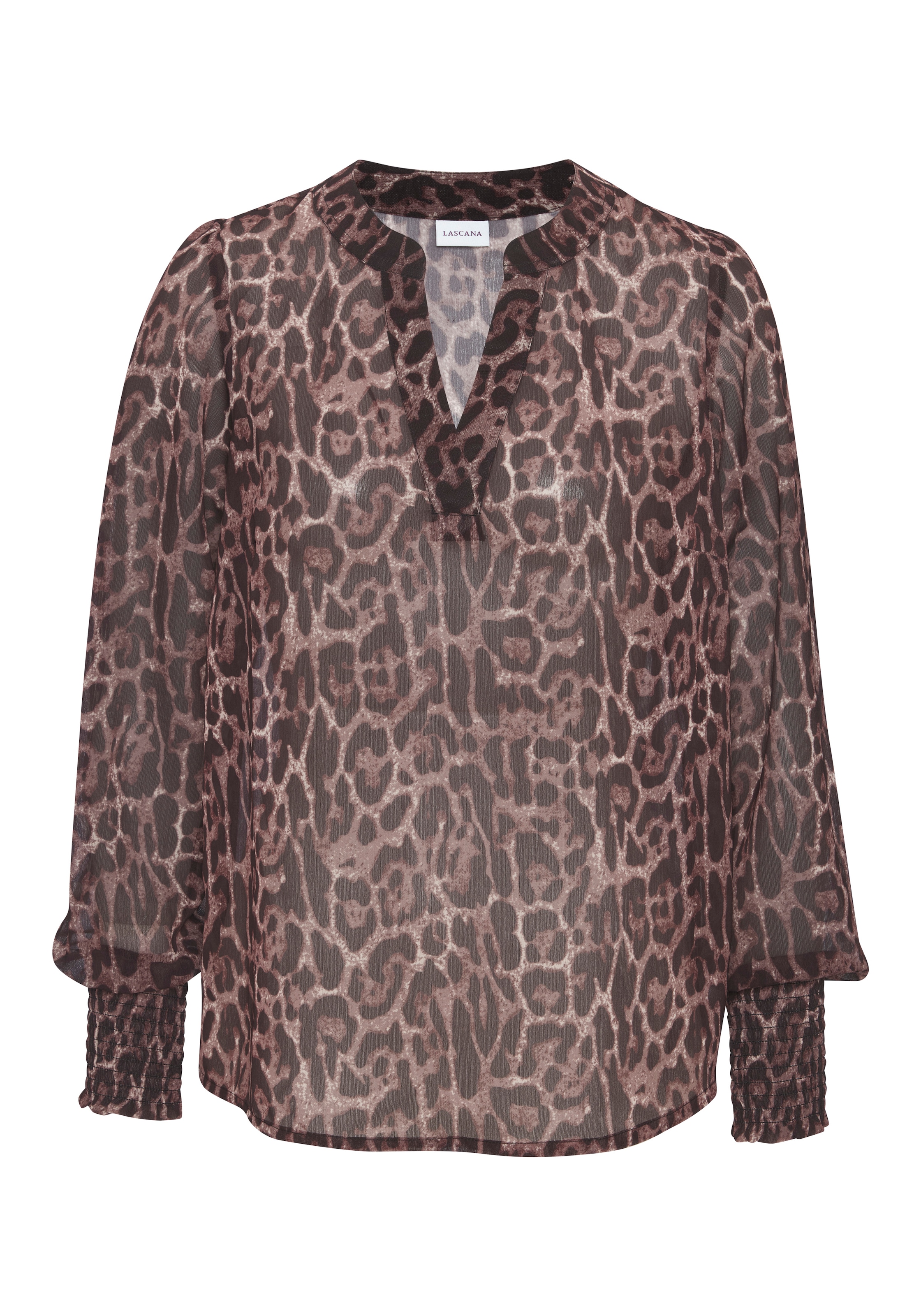 Image of LASCANA Chiffonbluse mit Leodruck und V-Ausschnitt, Damenbluse, elegant-chic