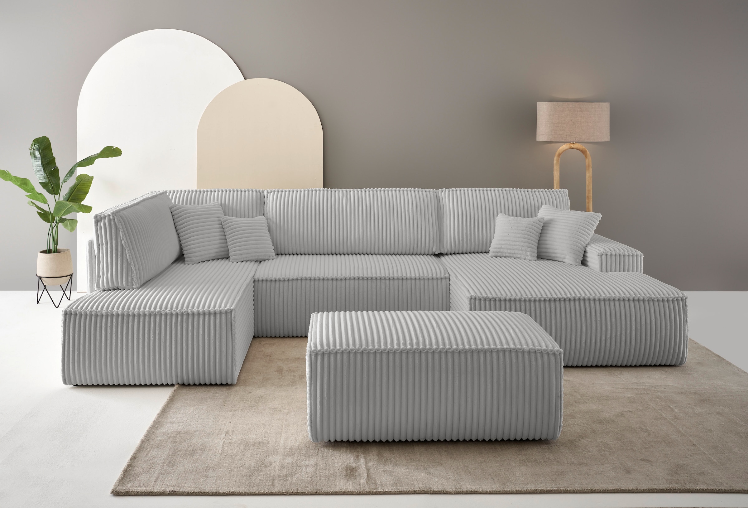 Wohnlandschaft »FINNLEY U-Form XXL 329 cm, Schlafsofa, Schlaffunktion m. Bettkasten«,...