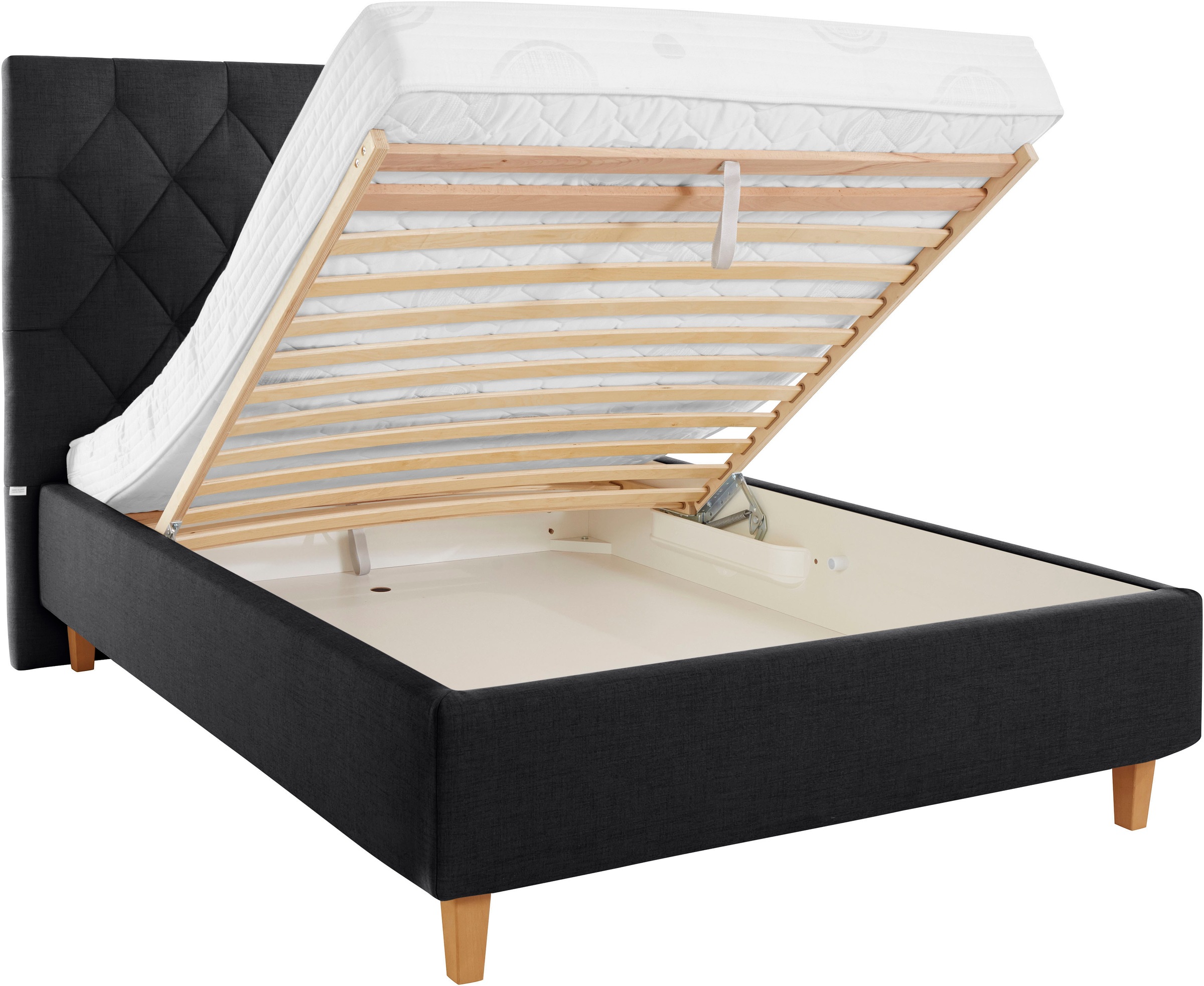 Home affaire Polsterbett »Sunley 140«, Kreuzsteppung, Kopfteilhöhe 142 cm, ohne oder mit Matratze/Lattenrost